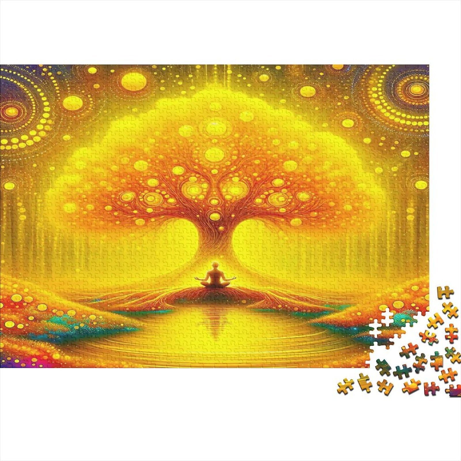 Dreamlike Tree of Life 1000 Piece Jigsaw Puzzle Paper for Adults Colorful Artistic Scene Jigsaw Puzzle for Family Relax Focus Gift Decor 52x38cm/1000pcs