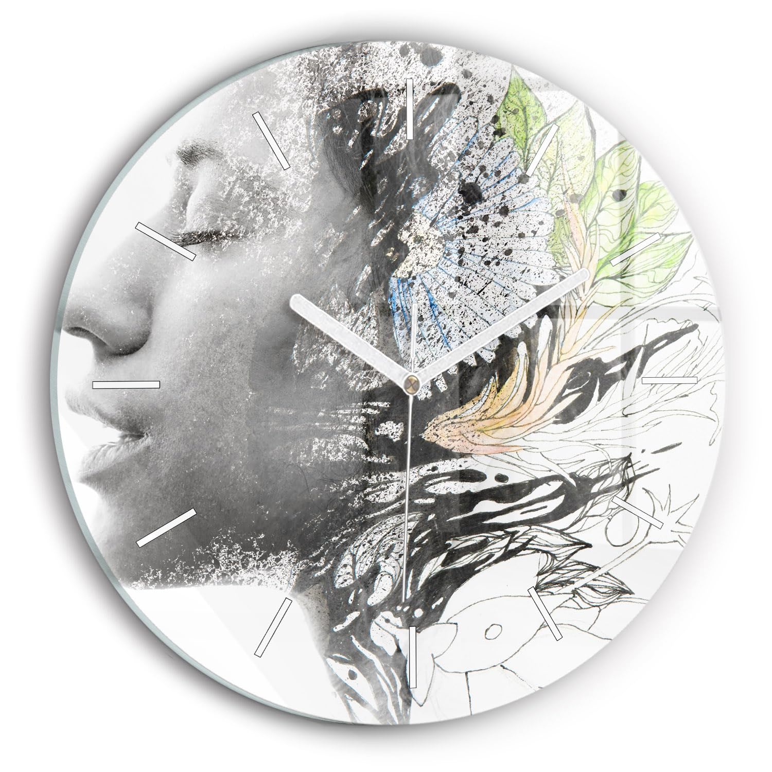 Horloge moderne en verre Wallfluent 30 cm de qualité supérieure pour salon