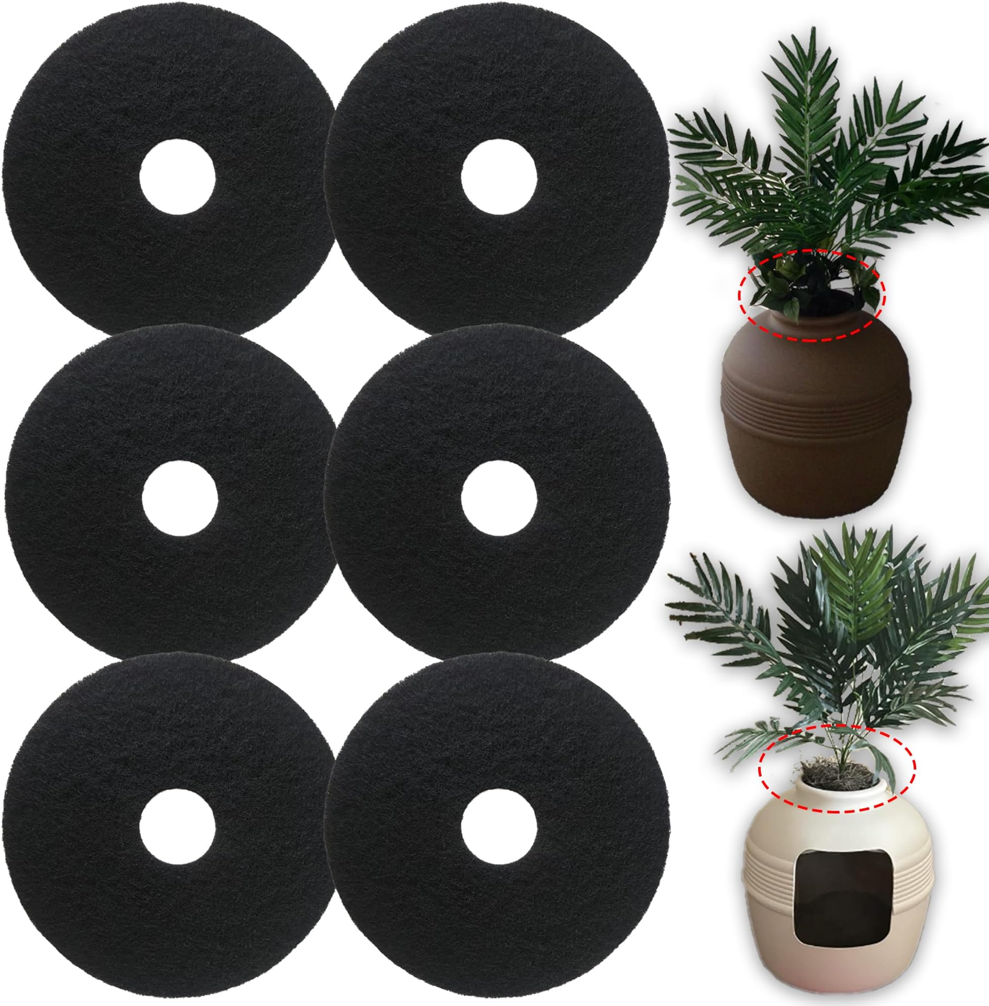 6PCS Cat Litter Box Replacement Carbon Filters Compatible with Hidden Cat Litter Box - Activated Carbon Charcoal Filters for Cat Litter Box, Absorbing Odor, Keep Home Fresh