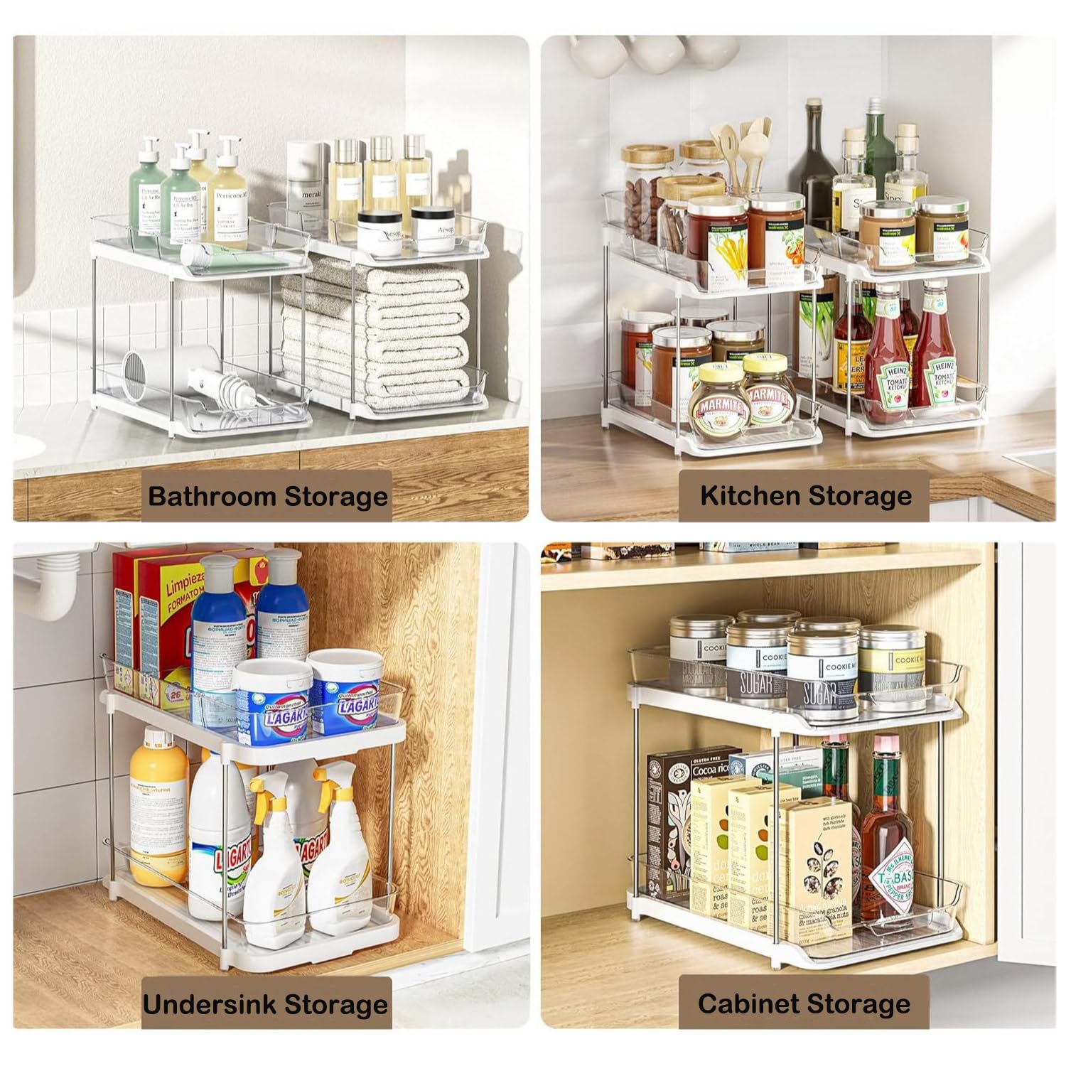 Badezimmer-Organizer 2-stöckig, Transparent – Für Unter Der Spüle, Mit Schubladen & Trennwänden