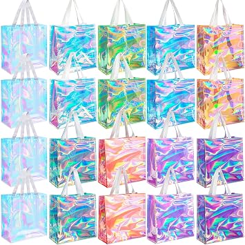 Saintrygo 20 Pack Clear Tote Bags Bulk 12 x 12 x 6 PVC Plastic Tote Bag with Handles for Stadium Work Beach SportsBright Color