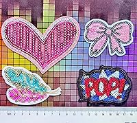 Vista 5 de Qingxi Charm 32 piezas de lentejuelas de estilos surtidos para coser o planchar en parches bordados para ropa, vestido, sombrero, pantalones