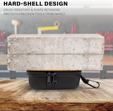 HAUTMEC Small Hard Tool Storage Case, Heavy-Duty 1680D Tool Bag with EVA Molded Base, PE Reinforced Top & Waterproof Bottom, Dual Zipper Compact Organizer for Small Parts & Electronic Devices – HT0402