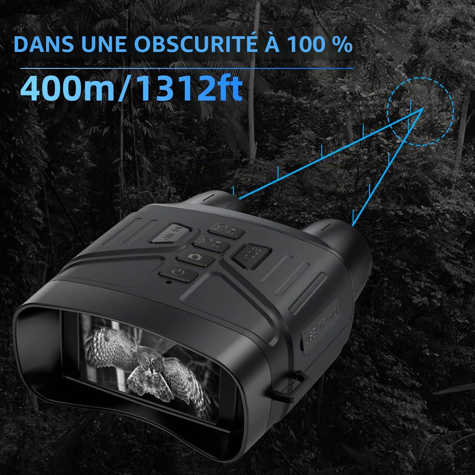 Lunettes de Vision Nocturne zalati Jumelles infrarouges 4K avec Batterie Rechargeable d'affichage de 3 "pour la Chasse