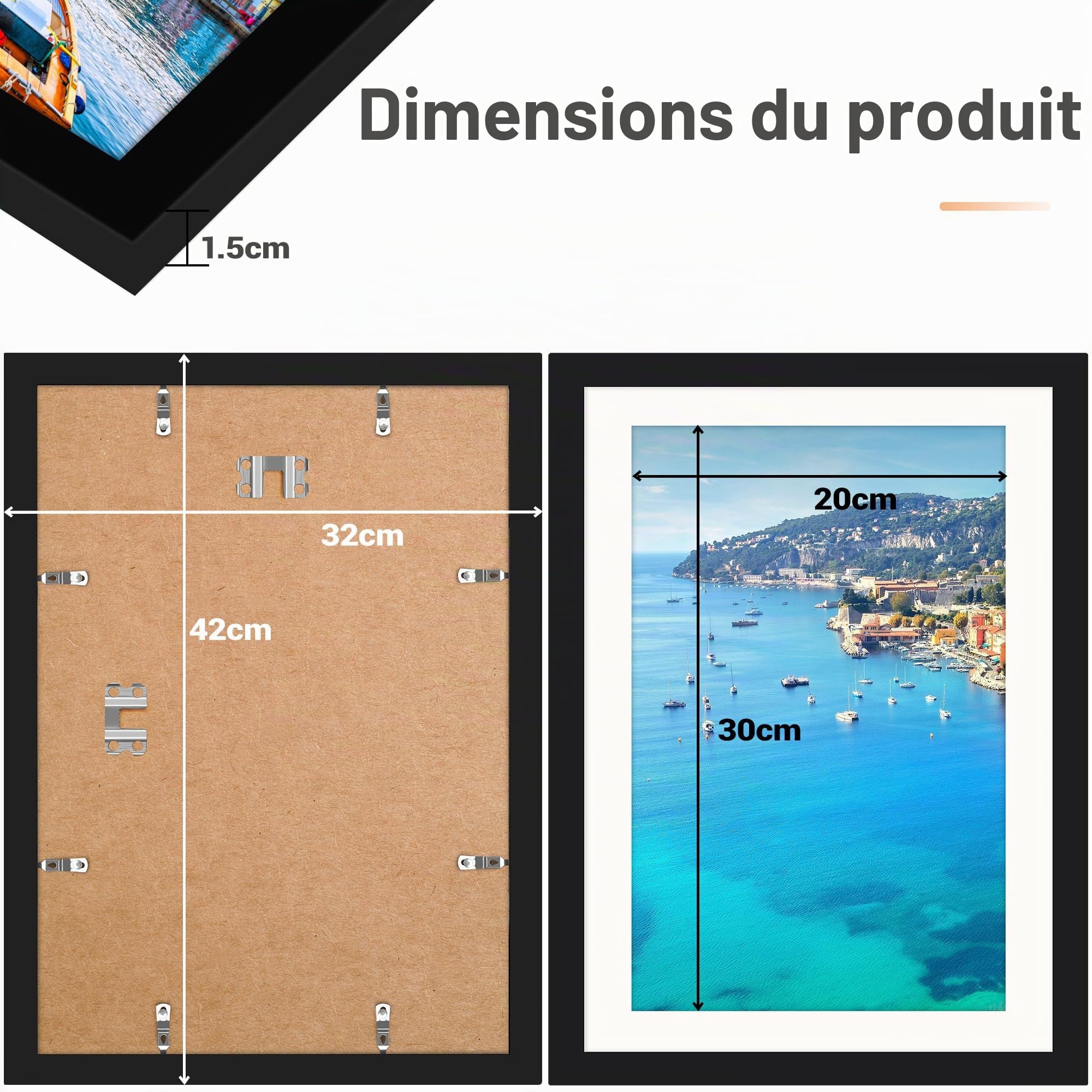 Lot de 4 cadre 30 x 40 - cadre noir 30x40 - cadre photo 30x40 Avec plexiglas - Pour photos, images, posters (Noir, 30 x 40)