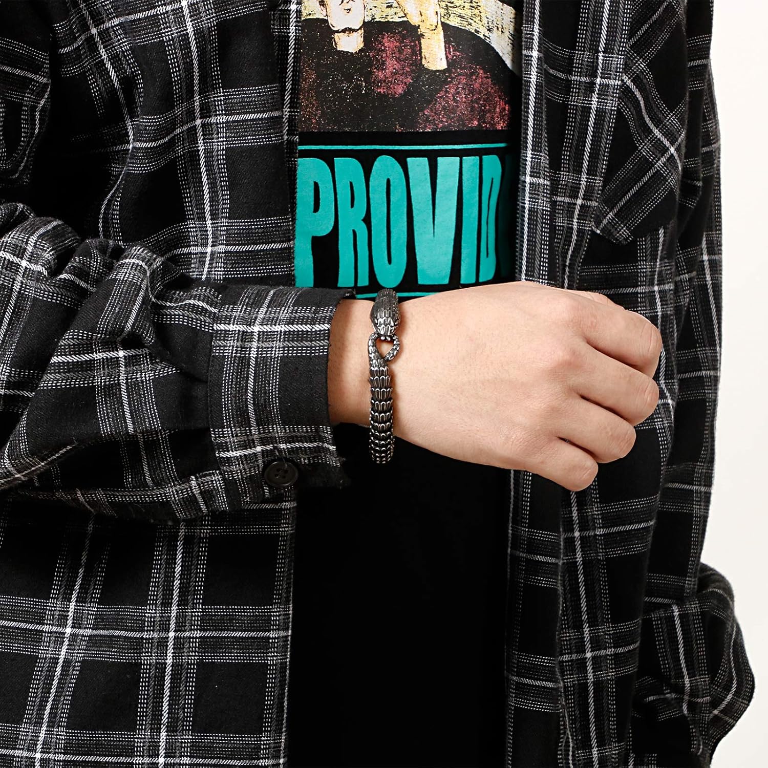 Kalen Men's Retro Snake Chain Bracelet Stainless Steel Vintage Bracelet for Men Metal Finish Mens Jewelry with Secure Clasp Gift for Him Ideal for Father's Day - Image 6