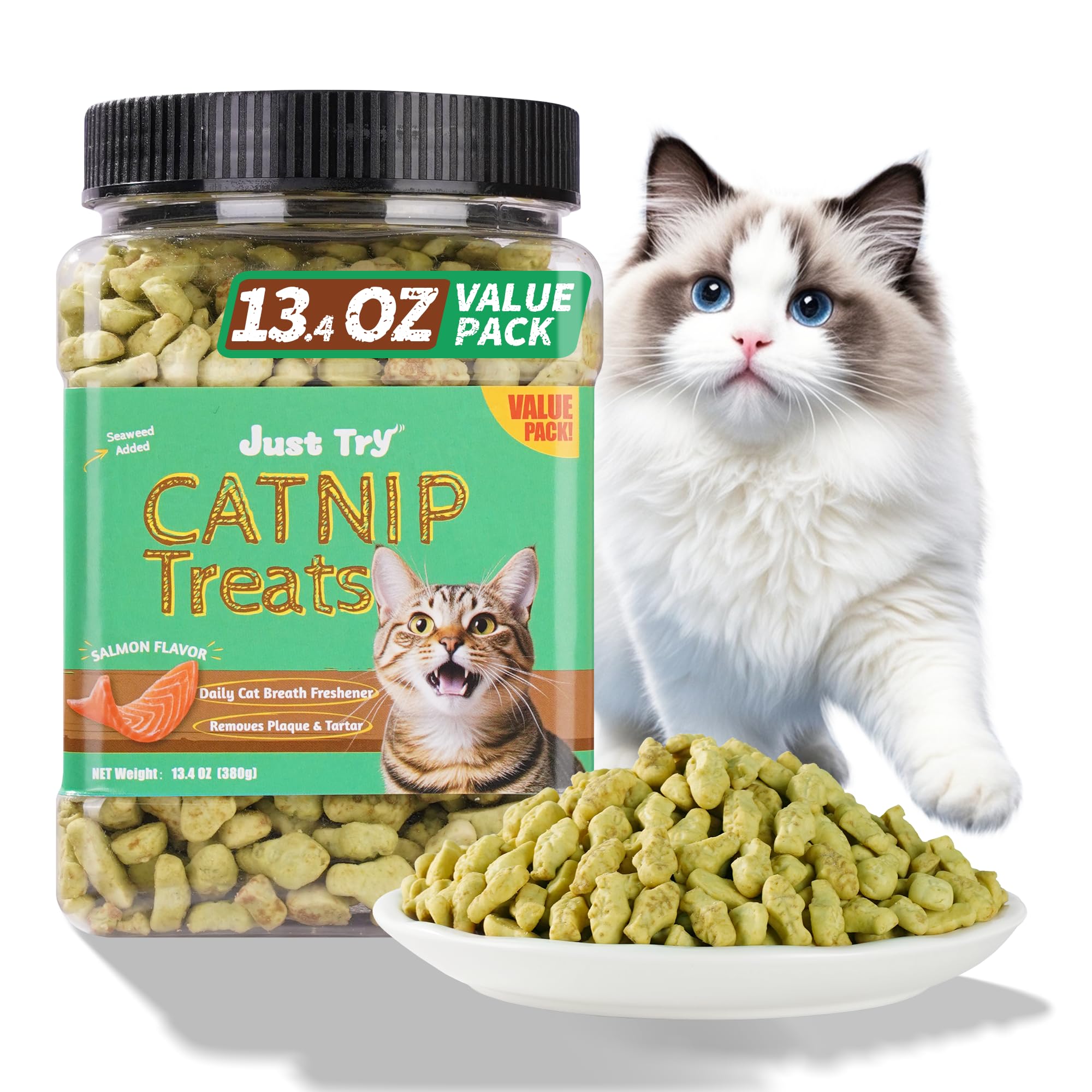 Just Try Catnip Treats, Digestive Support, Dental Care 380g