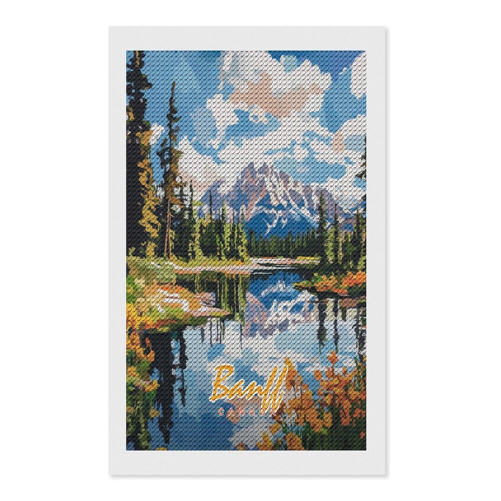 Junmoney Banff National Park Painting Diamond Art Canvas 12"x20", Full Kit Included, Bedroom Decor, for Beginners, Thoughtful Handmade Gift