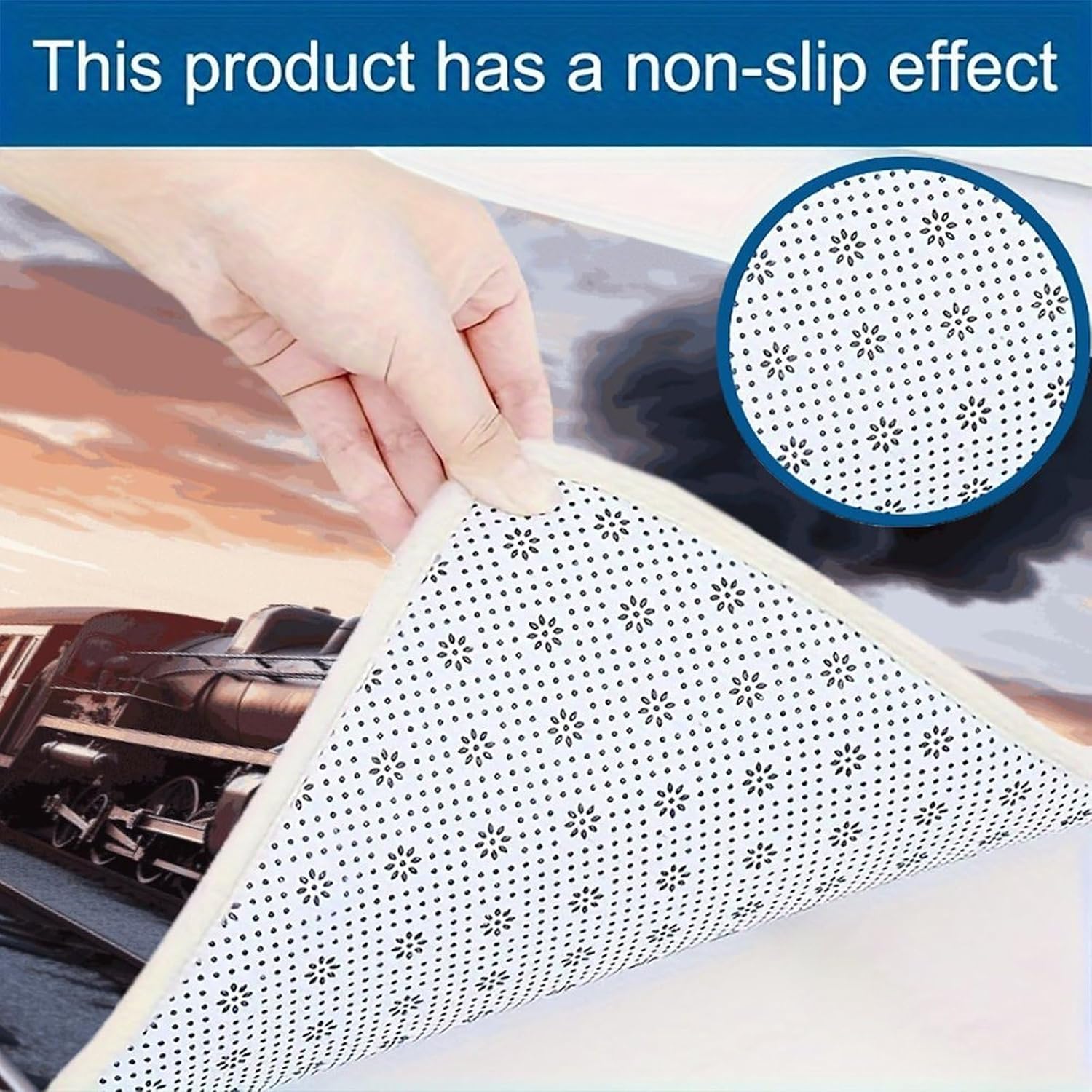 Steam Train Depart Sunset Kitchen Mats for Floor 2PCS Waterproof Non-Slip Kitchen Rugs Cushioned Anti-Fatigue Mat Heavy Duty Floor Mats Comfort Standing Mat for Kitchen Home Office Laundry