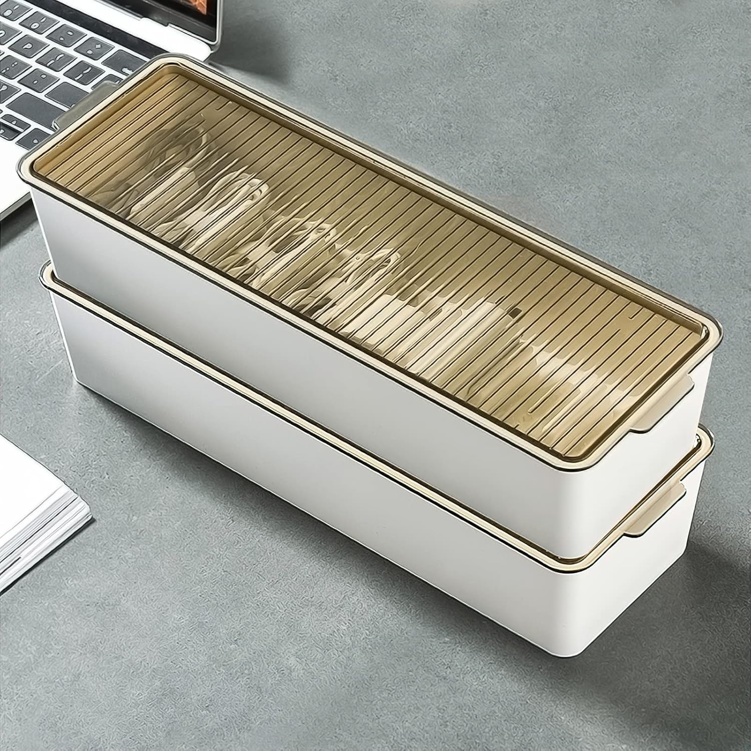 Bofanze Kabel Organizer Box 2 Stück - Transparent Mit Trennwänden