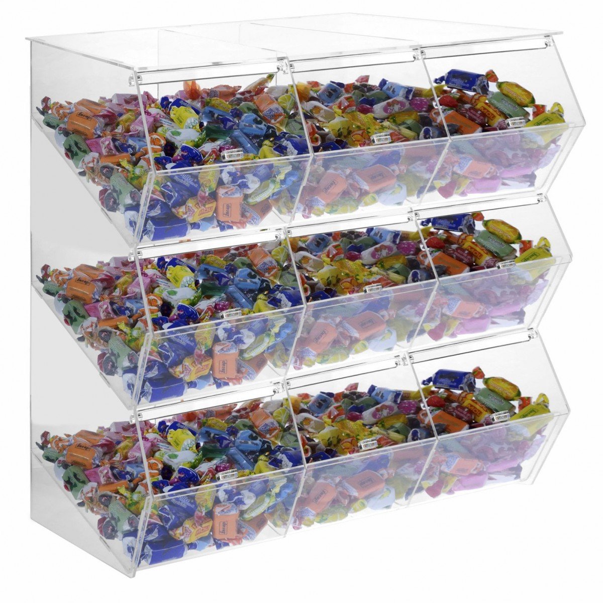 Avà srl Bonbonschütte aus Acryl transparent MIT Klappdeckel und 9 Behälter