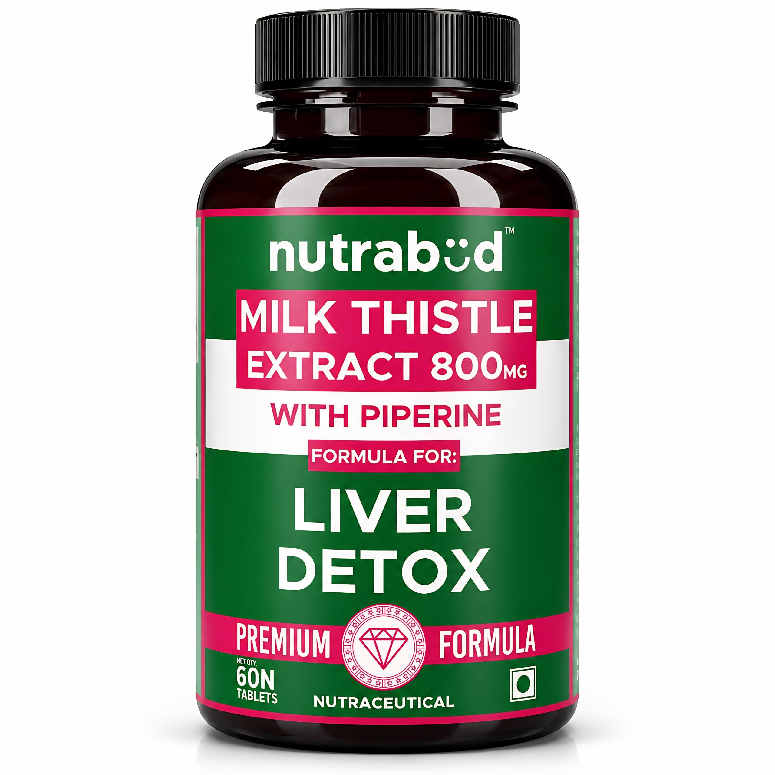 Nutrabud Milk Thistle Extract With 800mg Of Silybum Marianum - 60 Tablets - Liver Detox Supplement For Men And Women For Healthy Liver (60 Count (Pack of 1), Unflavoured)-image-32