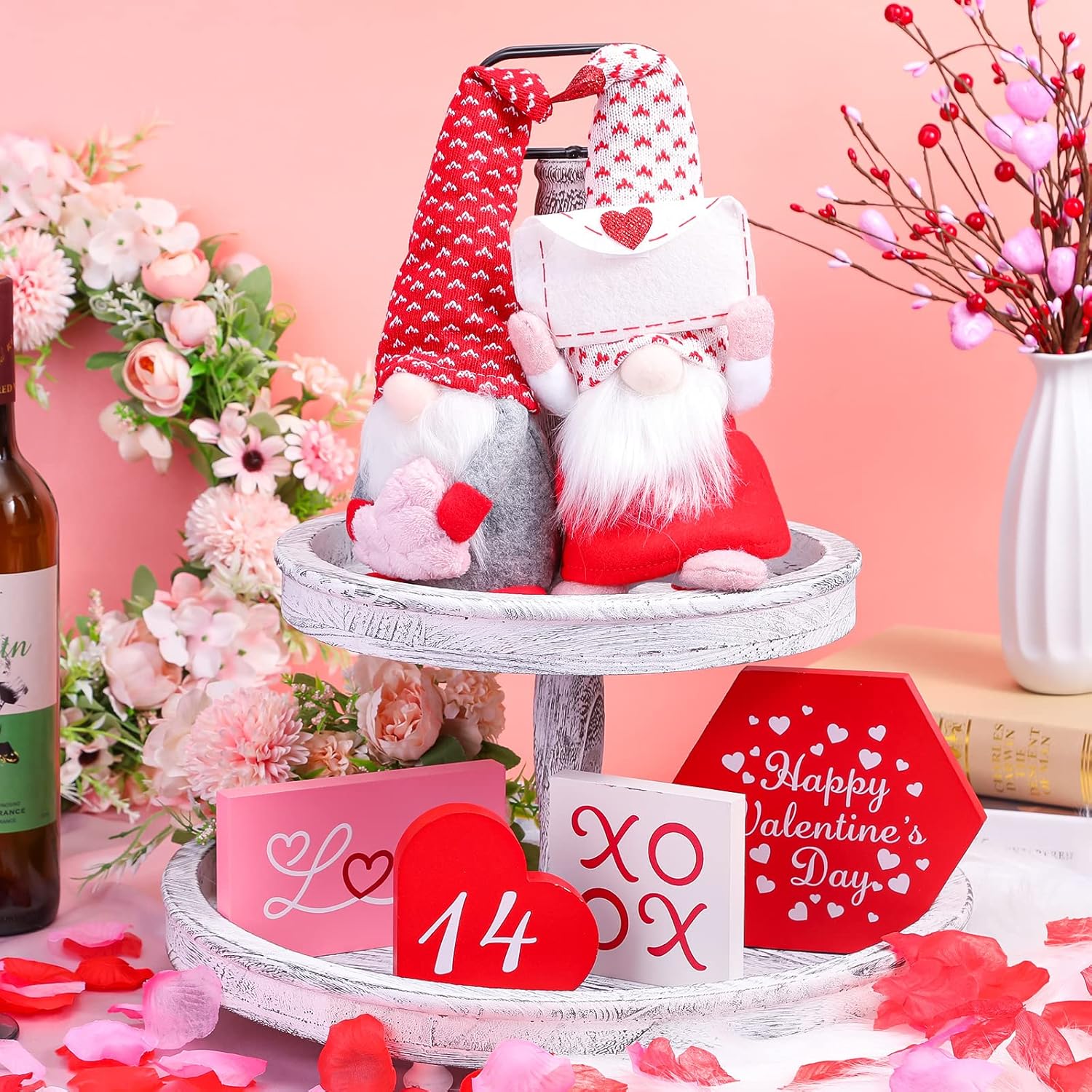 6 Pcs Valentine's Day Decorations Farmhouse Tiered Tray