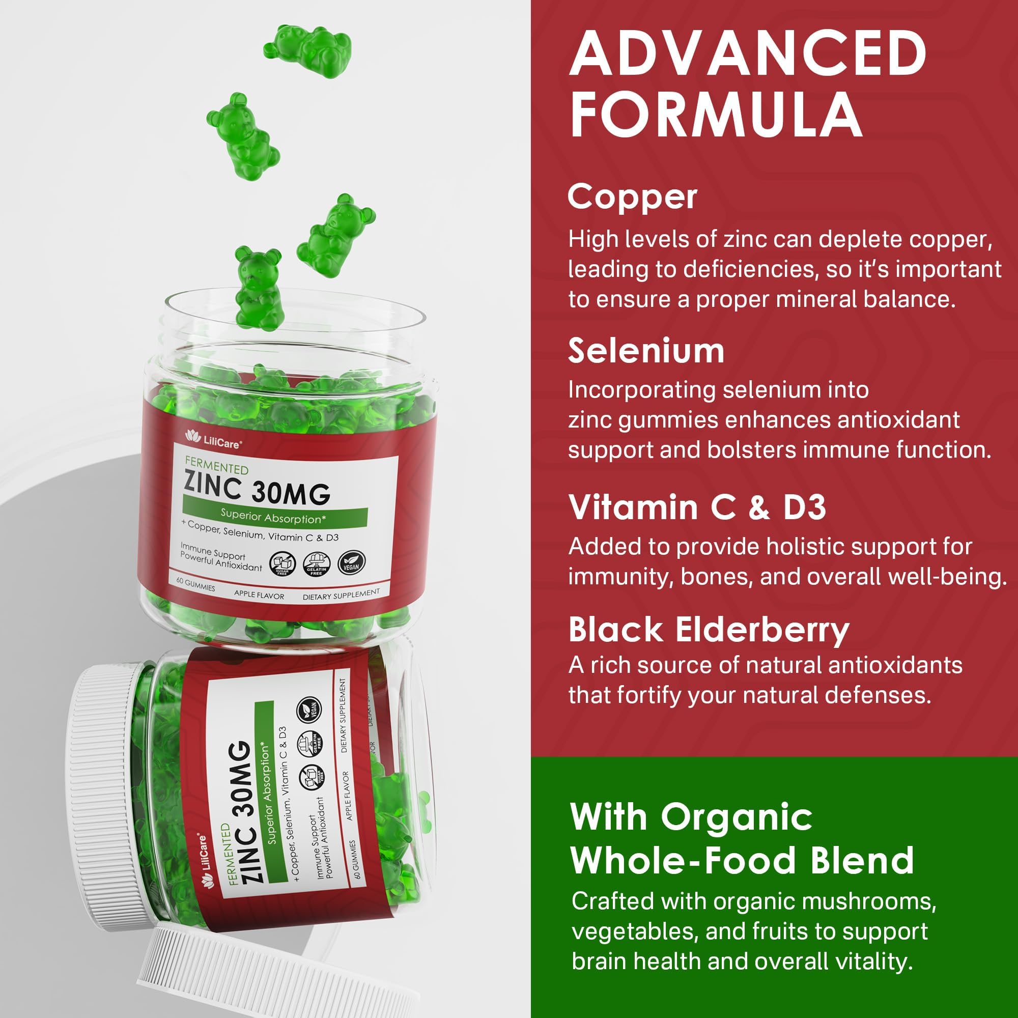 Zinc Gummies + Copper & Selenium, C & D3, Zinc Supplements for Women & Men — Amazon image 5