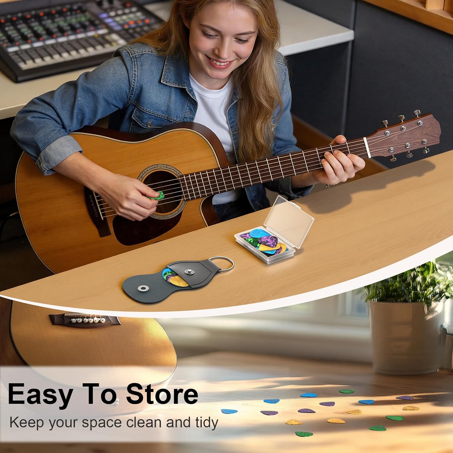 Guitar Multi Effects 6 Module 80 Editable Effects with 16pcs Picks 4 Different Thickness Colorful Guitar Pick for Electric Guitar, Acoustic Guitar, Bass