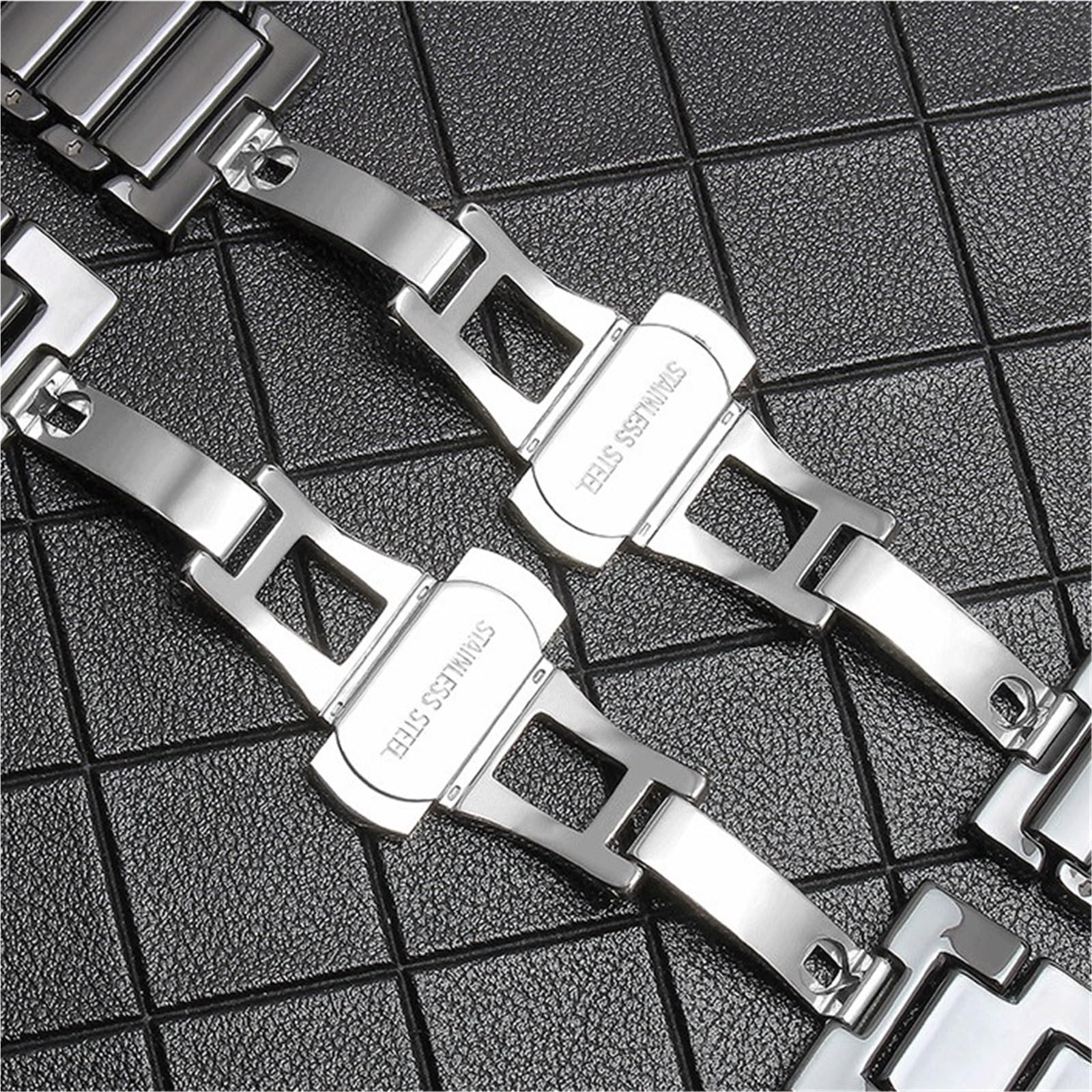 cinturino dell'orologio Accessori for braccialetti in ceramica 18 20 22 mm Cinturino for orologio da lavoro durevole nero con fibbia pieghevole in acciaio inossidabile