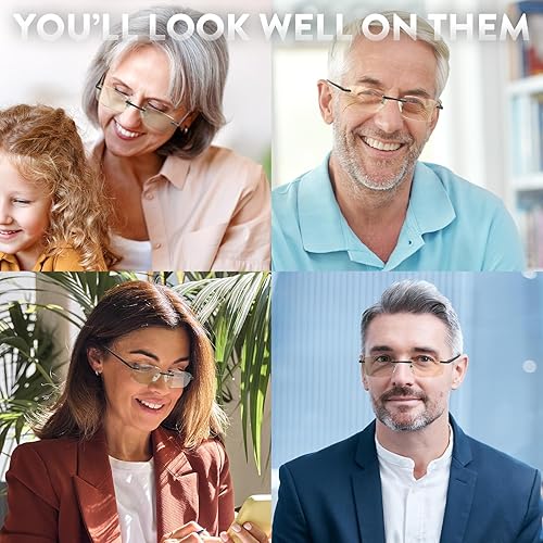Miniatura 7 de CGID Unisex Lightweight Rimless Frameless Rectangle Reading Glasses Mens Womens Spring Hinge Readers