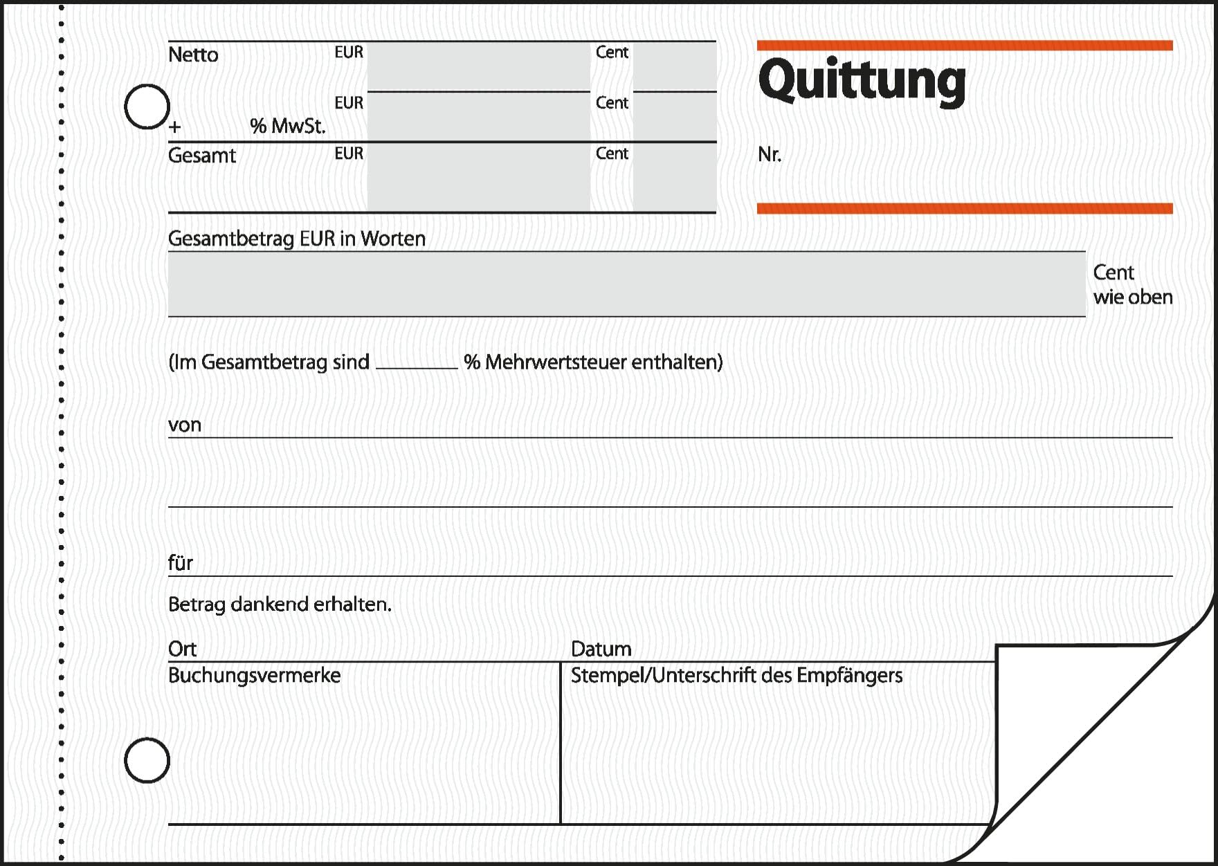 SIGEL QU625/10 Quittungsblock A6 quer, 10 Stück, 2x50 Blatt
