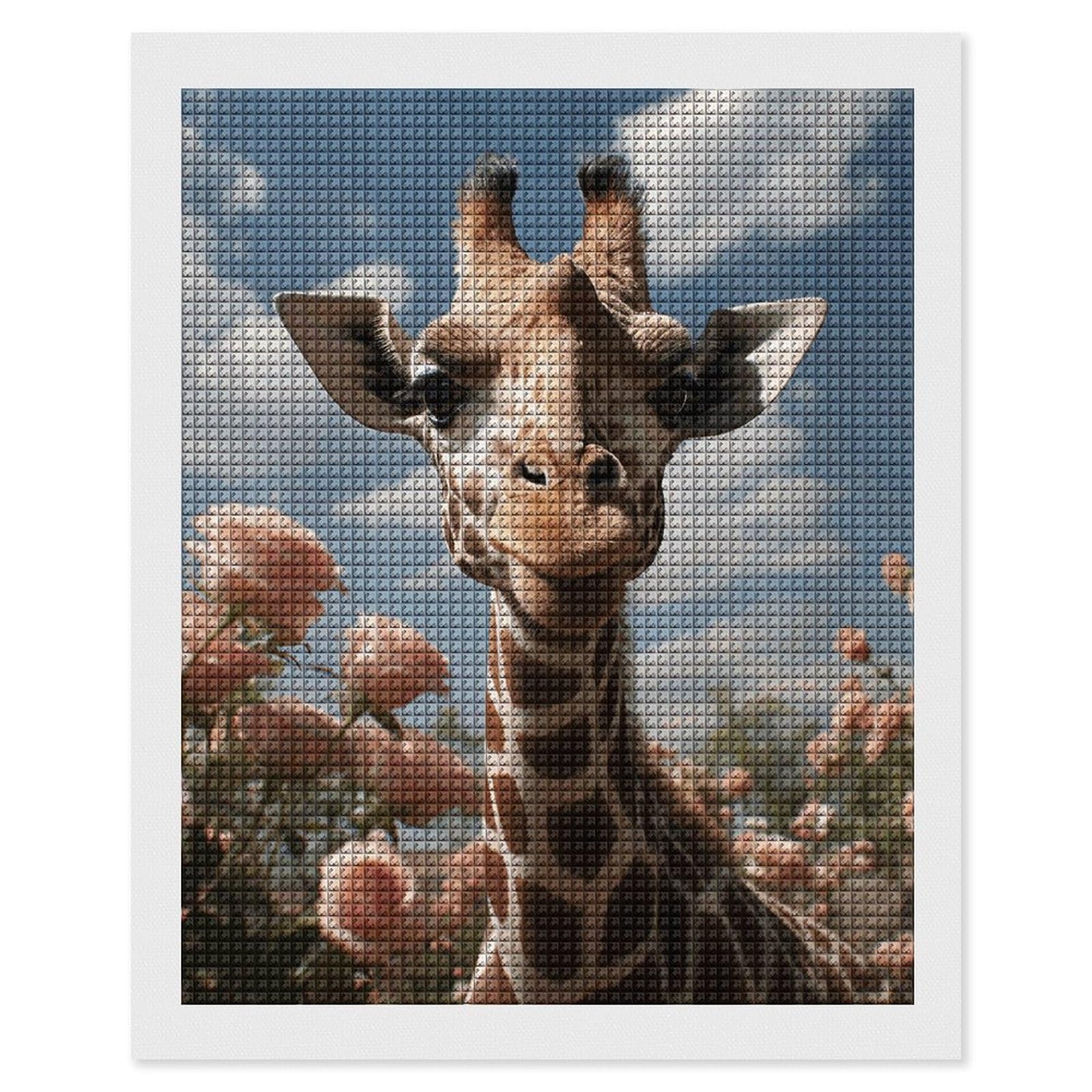Beautiful Giraffe Diamond Art Kits for Adults, DIY 5D Diamonds Painting Kits for Beginner, Round Full Drill Diamond Dots Painting, 16"x20" Diamonds Pictures Gem Art and Crafts Wall Decor