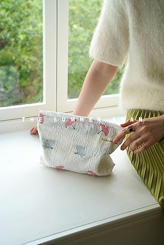 Miniatura 5 de The Summer Swan Bolsa de maquillaje estética grande  Bolsa de maquillaje floral  Embrague de medio día  Bolsa de kit de período  Bolsa de higiene