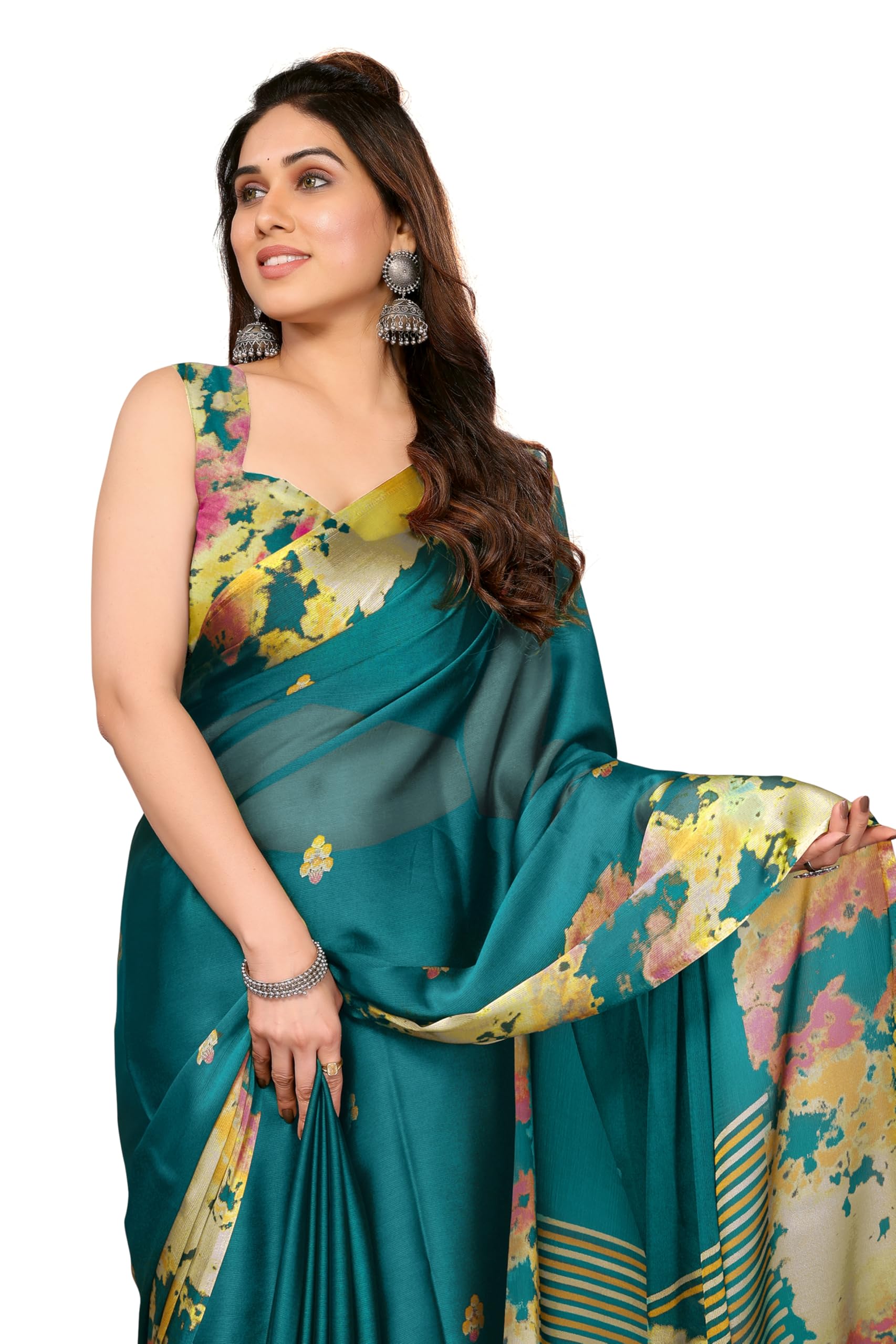 mirchi fashion Saree for Woman Chiffon Tie Dye Printed | Lightweight Daily Wear Women's Sari with Unstitched Blouse Piece (Available in 10 Colors)-picture-44