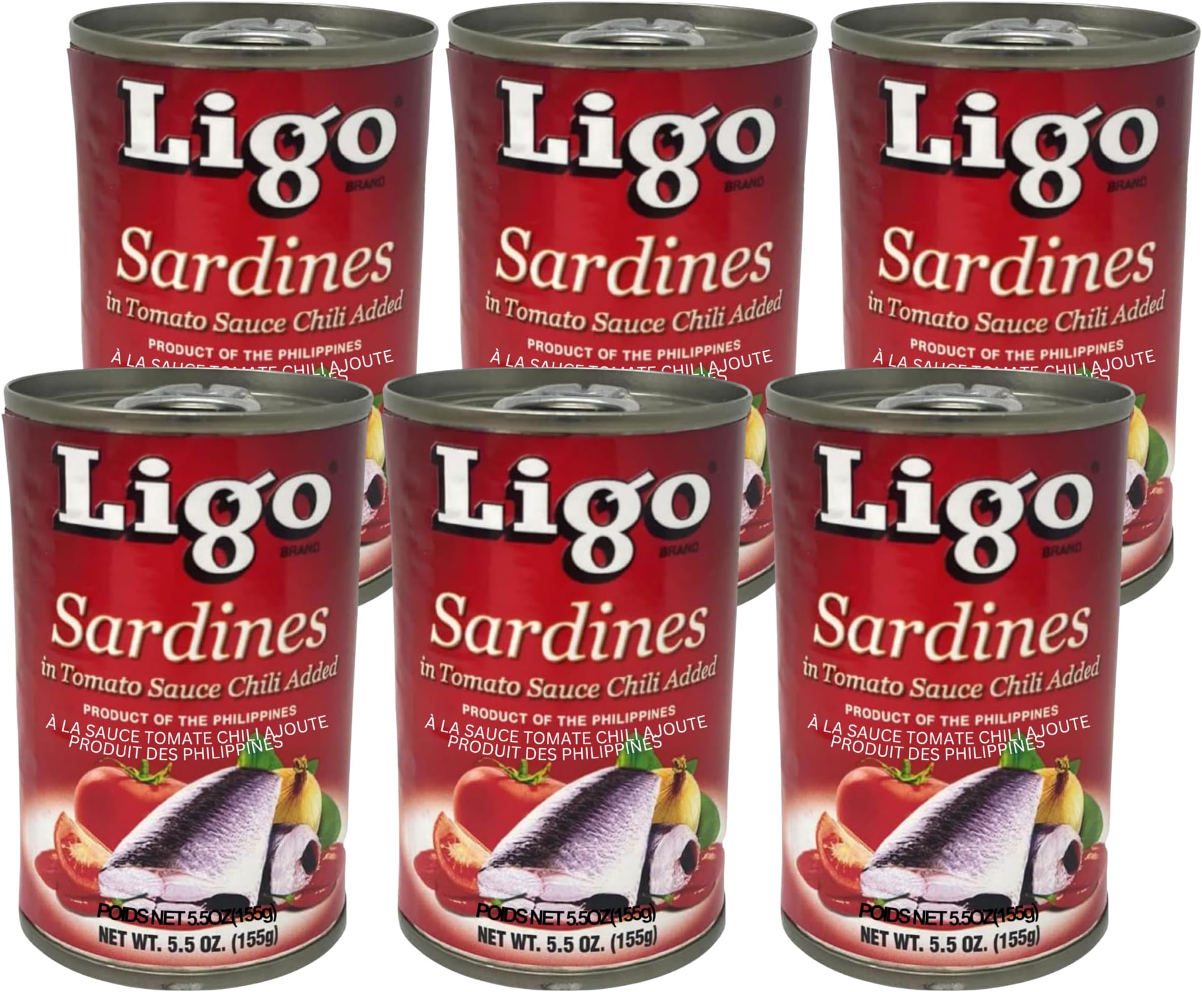 Sardines in Tomato Sauce with Chili Added (Spicy) - 5.5oz [Pack of 6] by Ligo