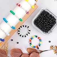 Vista 5 de 1000 piezas Cuentas de pony de 9 mm para pulsera, cuentas de plástico negro en barril para collar, cuentas de pelo para trenzas, llavero
