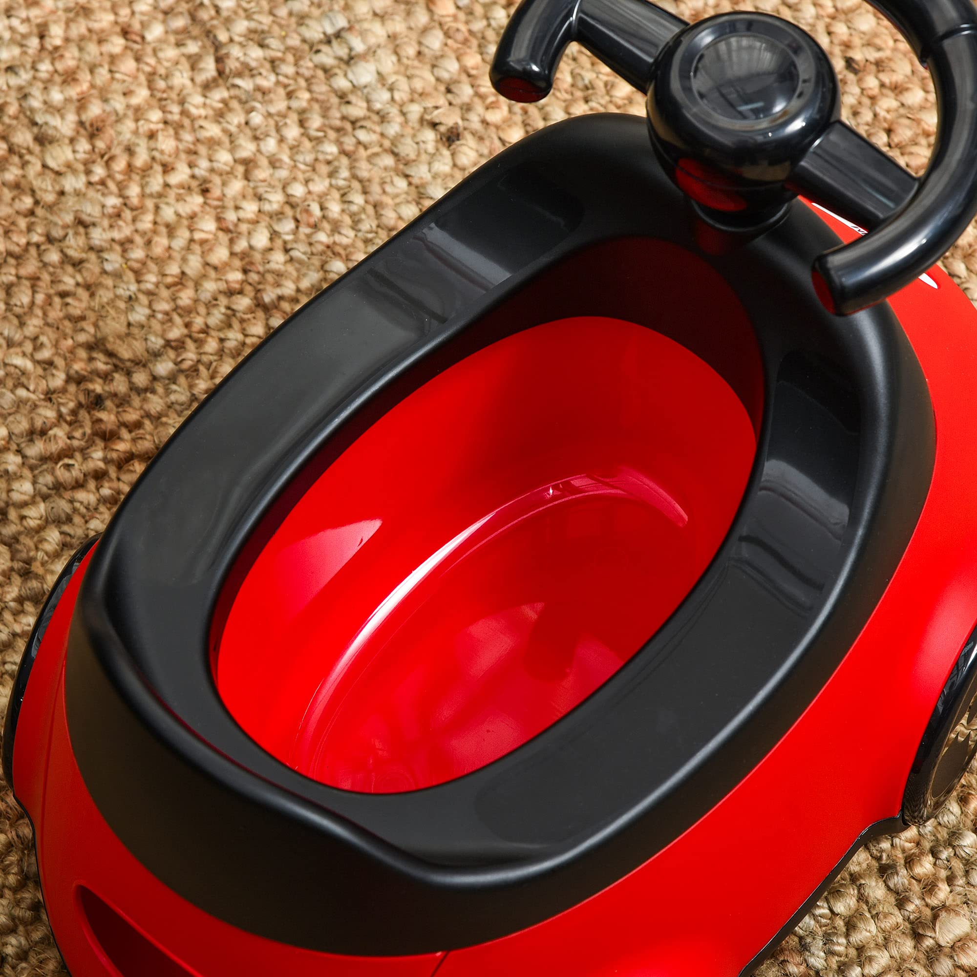 HOMCOM Vasino per Bambini da 6 Mesi a 3 Anni, WC per Bambini a Forma di Macchina con Volante e Vaschetta Rimovibile, Rosso