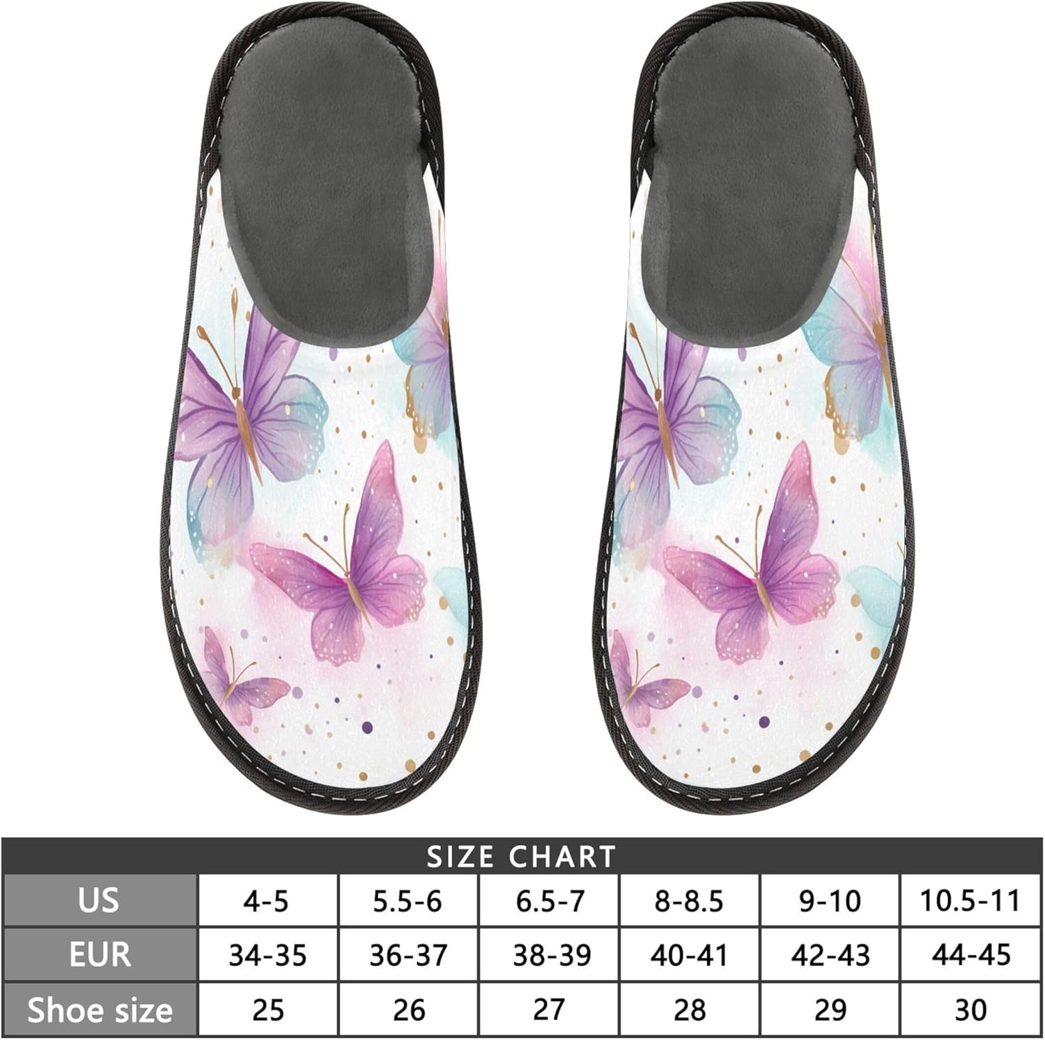 Butterfly House Slippers – Cozy Fuzzy Slippers for Guests, Washable & Disposable, Perfect for Shoeless Home, Spa & Hotel Use A111347