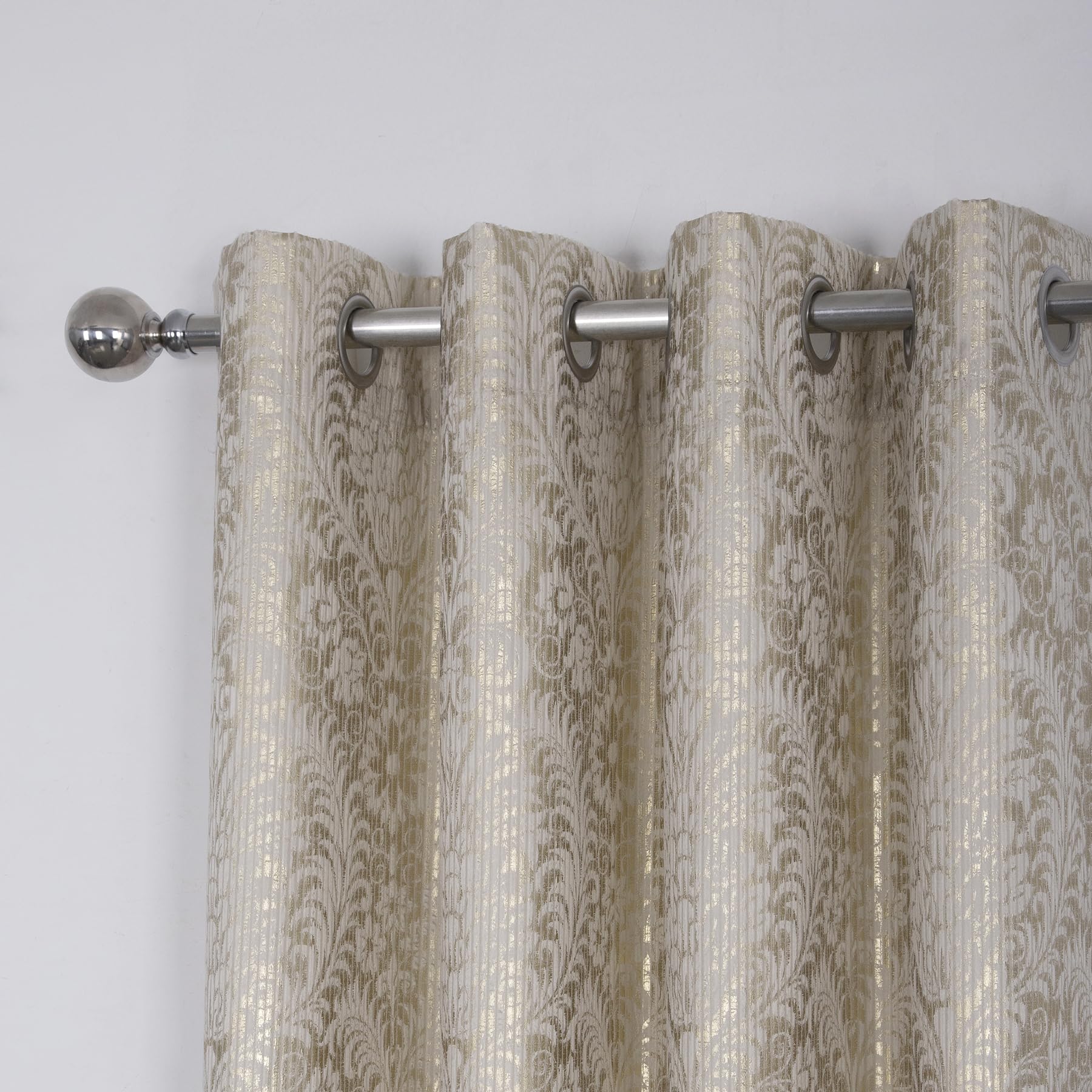 always4u 100% Blickdichter Verdunkelungsvorhang mit Golddruck 2er Set, Gardinen mit Ösen aus Samt, Thermovorhänge für Schlafzimmer Wohnzimmer Küche,Kälteisolierend, Beige,137x213cm