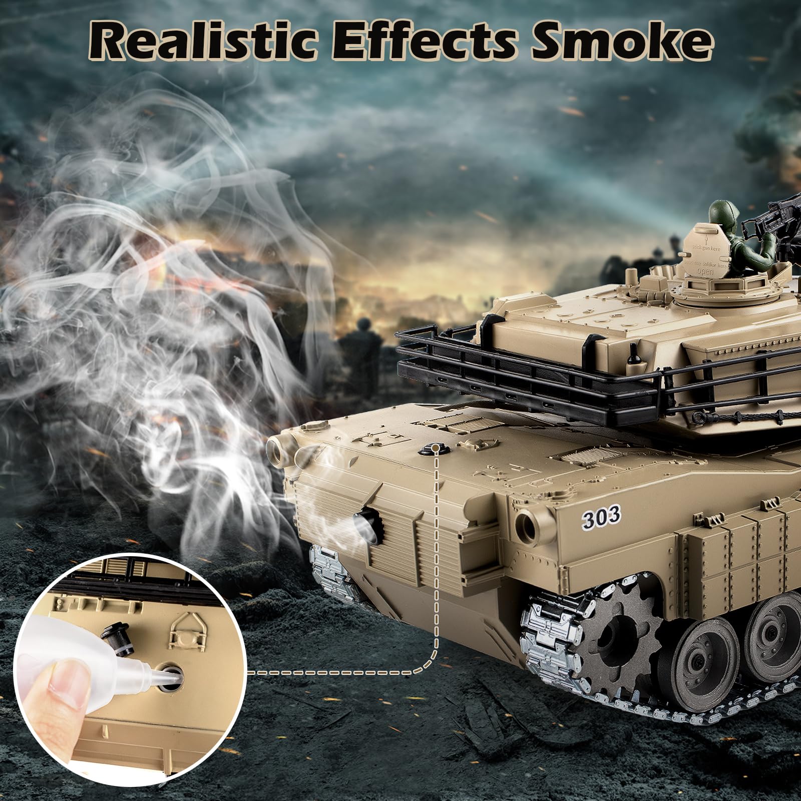 Supdex 1:18 RC Tank That Shoot BBS, 2.4G Metal M1A2 Abrams Remote