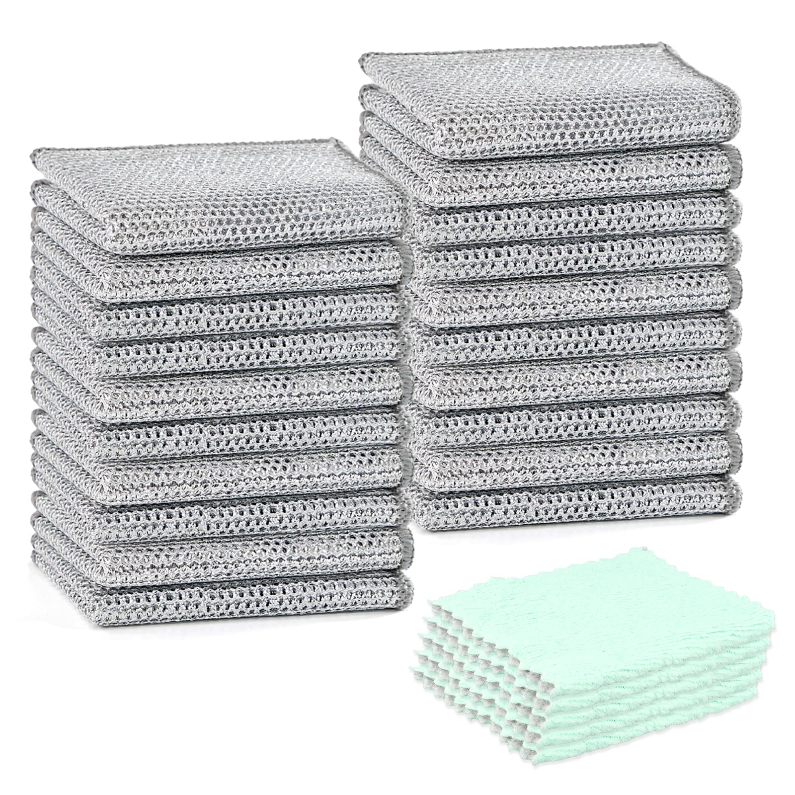 25 PCS Multipurpose Non Scratch Wire Dishcloths, Metal Dishcloth Cleaning Cloth, Steel Dishwashing Dish Rags