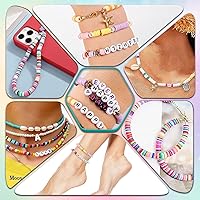 Vista 6 de Clay Beads Arts and Crafts Kit for Jewelry Making, With Smiley Letter Beads, Gifts for Girls Age 6-12