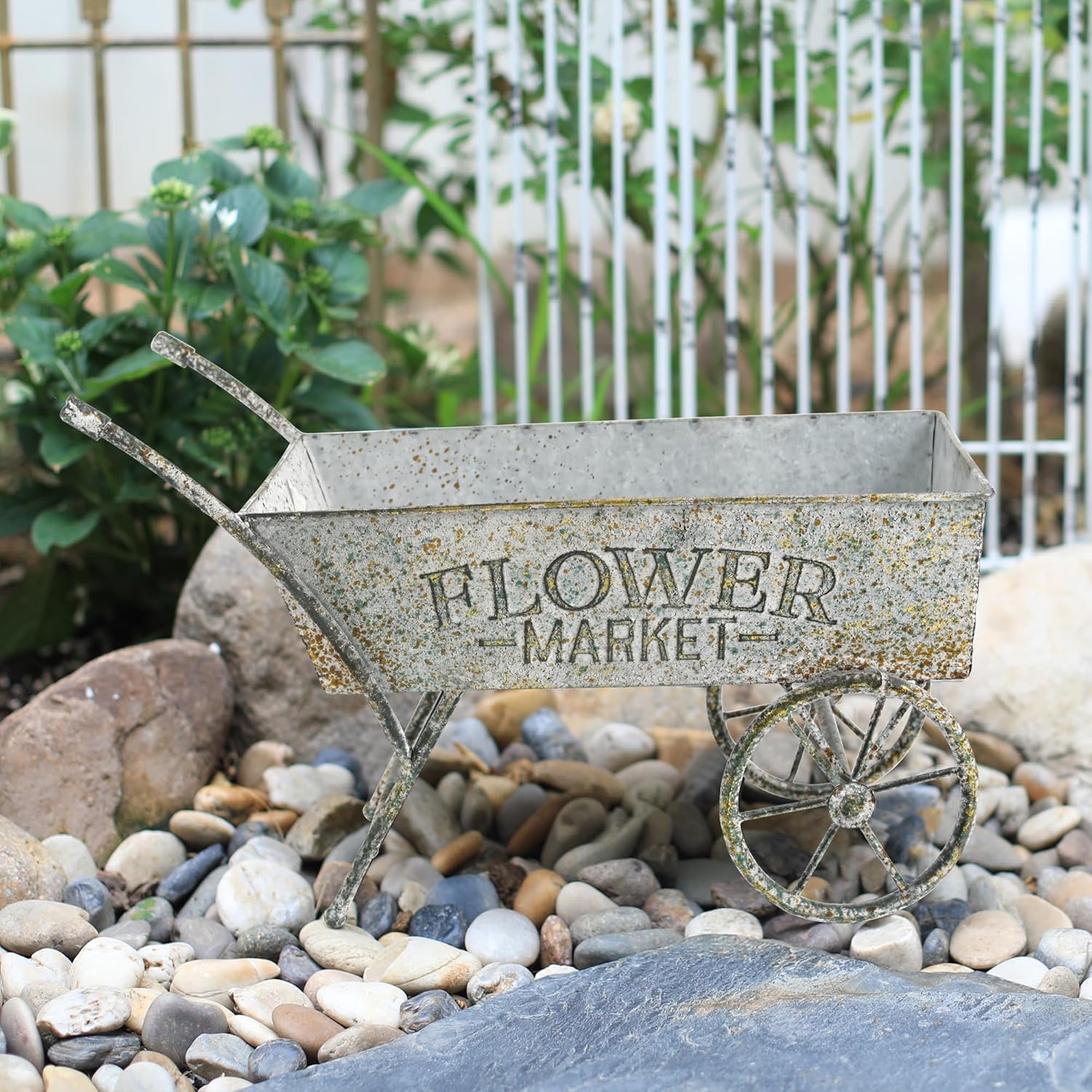 Z² BellaDecor Vintage Flower Market Metal Cart Pots for