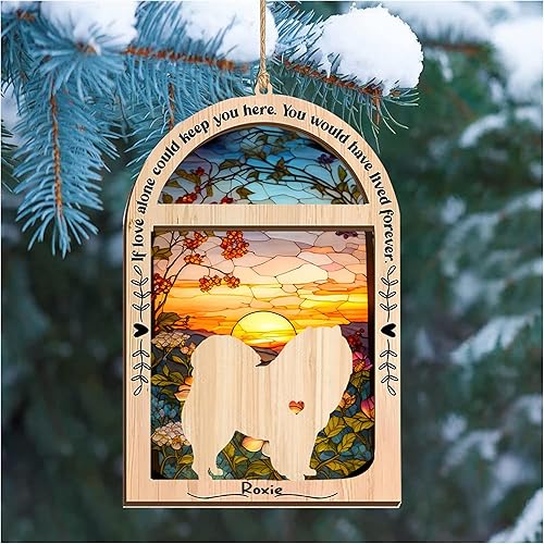 Miniatura 1 de NAZENTI Adorno de Navidad personalizado Chow Chow, atrapasoles con nombre, pérdida de mascotas, regalos para amantes de los perros, pérdida de