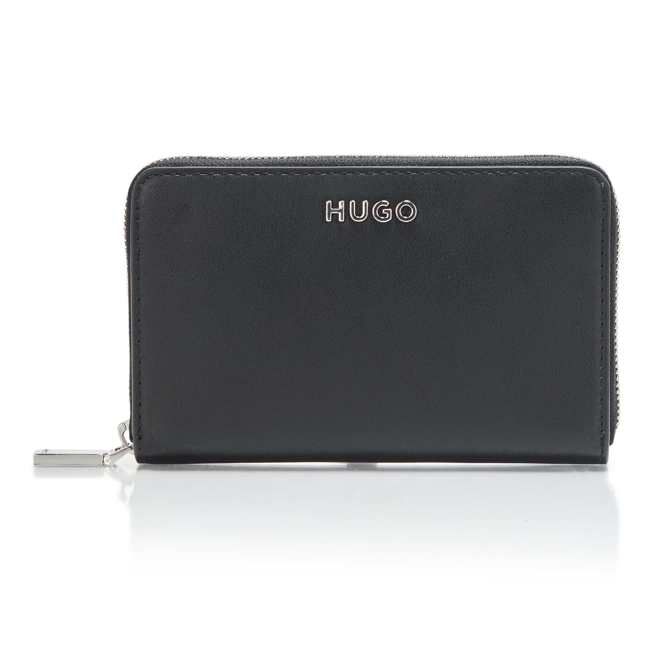 HUGO Women's Mel Small Zip Around Wallet, Black Carbon, 6-Inch, Zipper Wallet