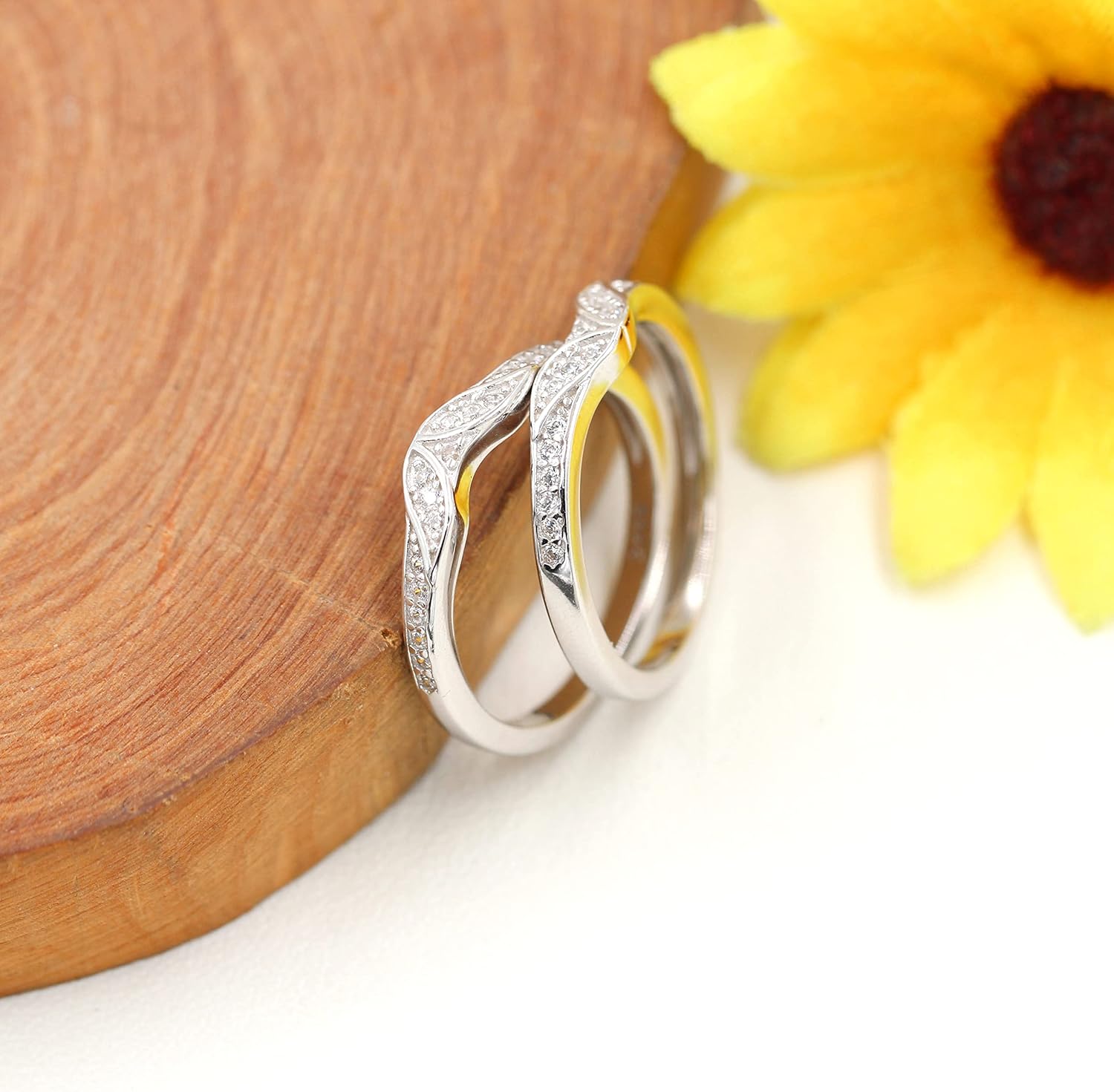 Uloveido White Gold Plated Ring Enhancer Guard for Engagement Wedding Anniversary Rings Enhancer for Women Female with Created Diamond Y475
