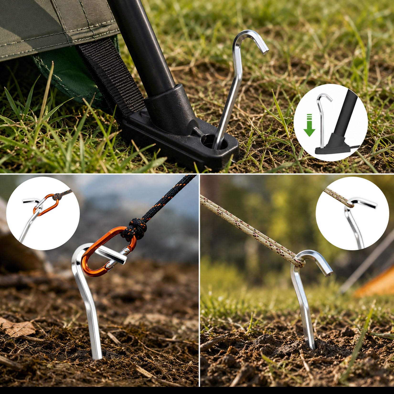 25 picchetti da campeggio stabili da 18 cm, picchetti per tenda da campeggio, resistenti alle tempeste, picchetti per tenda, picchetti da terra, picchetti in metallo, ganci per tenda da giardino, per