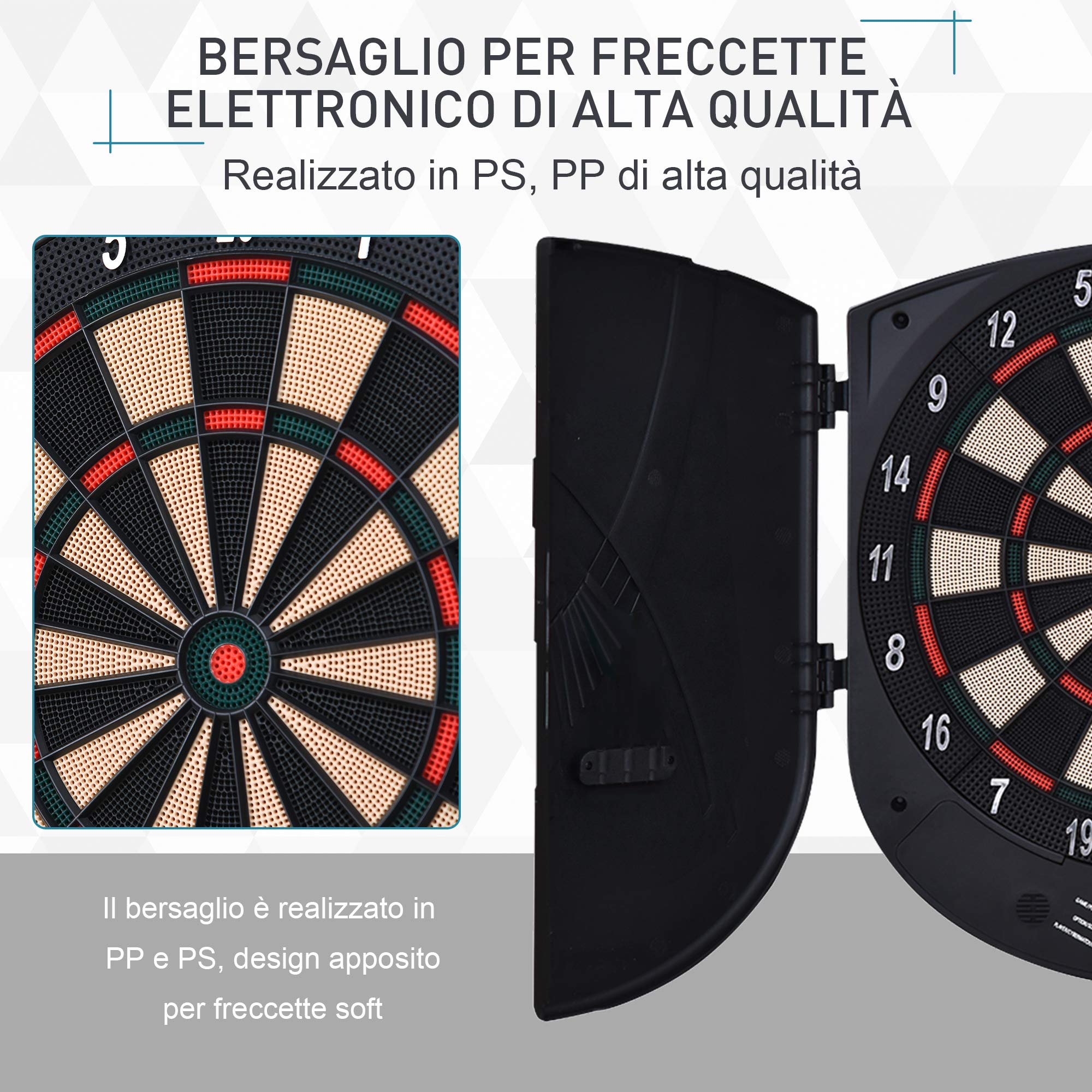 HOMCOM Bersaglio Freccette Elettronico 8 Giocatori 6 Freccette Schermo LCD 26 Modalità Gioco