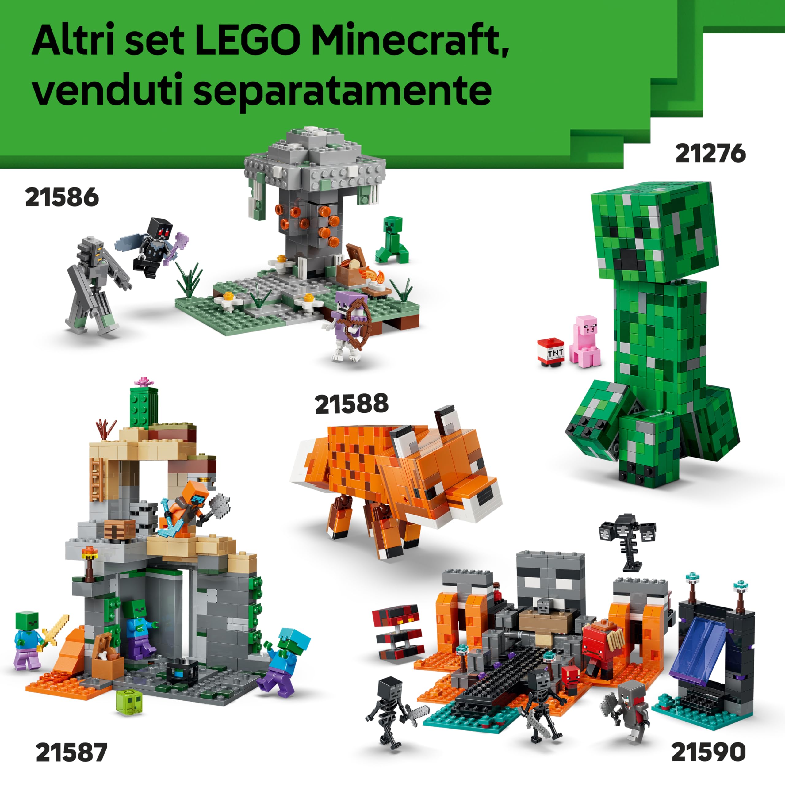 LEGO Minecraft Mini-Biomi Giocattolo - Decorazione Fai da Te in Miniatura per la Stanza da Gaming - Puzzle 3D con 5 Microfigure - Regalo per Gamer, Bambini, Bambine e Adolescenti da 12 Anni - 21589