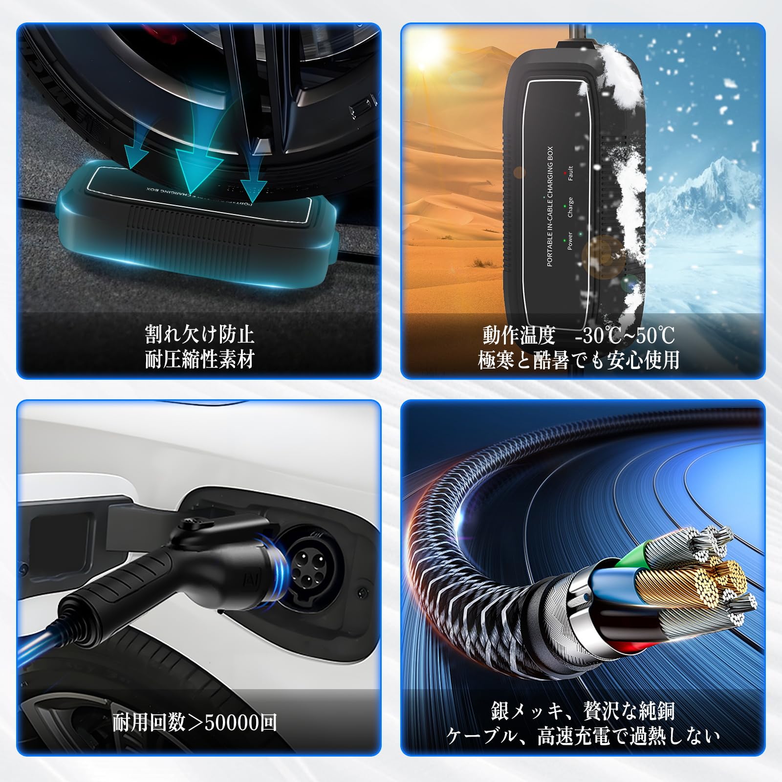 Amazon.co.jp: SubSun EV 充電器 家庭用PHV/EV充電ケーブル 電気自動車