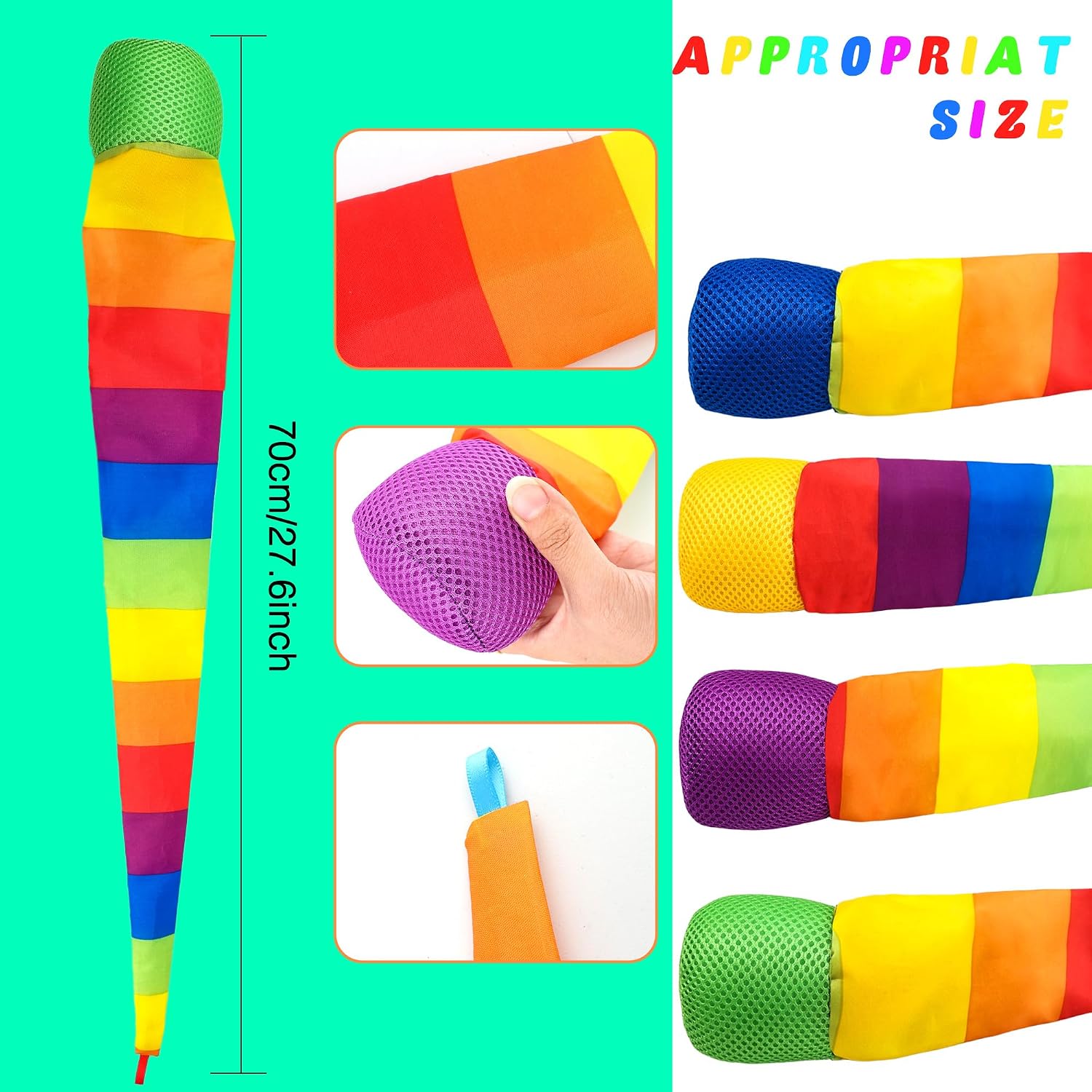 4 Pack Catch Tail Foam Balls Rainbow Ball Colorful Meteor Playground Ball Sports Comet Balls Throw and Catch Ball with Rainbow Tail for School Educational Sports Training