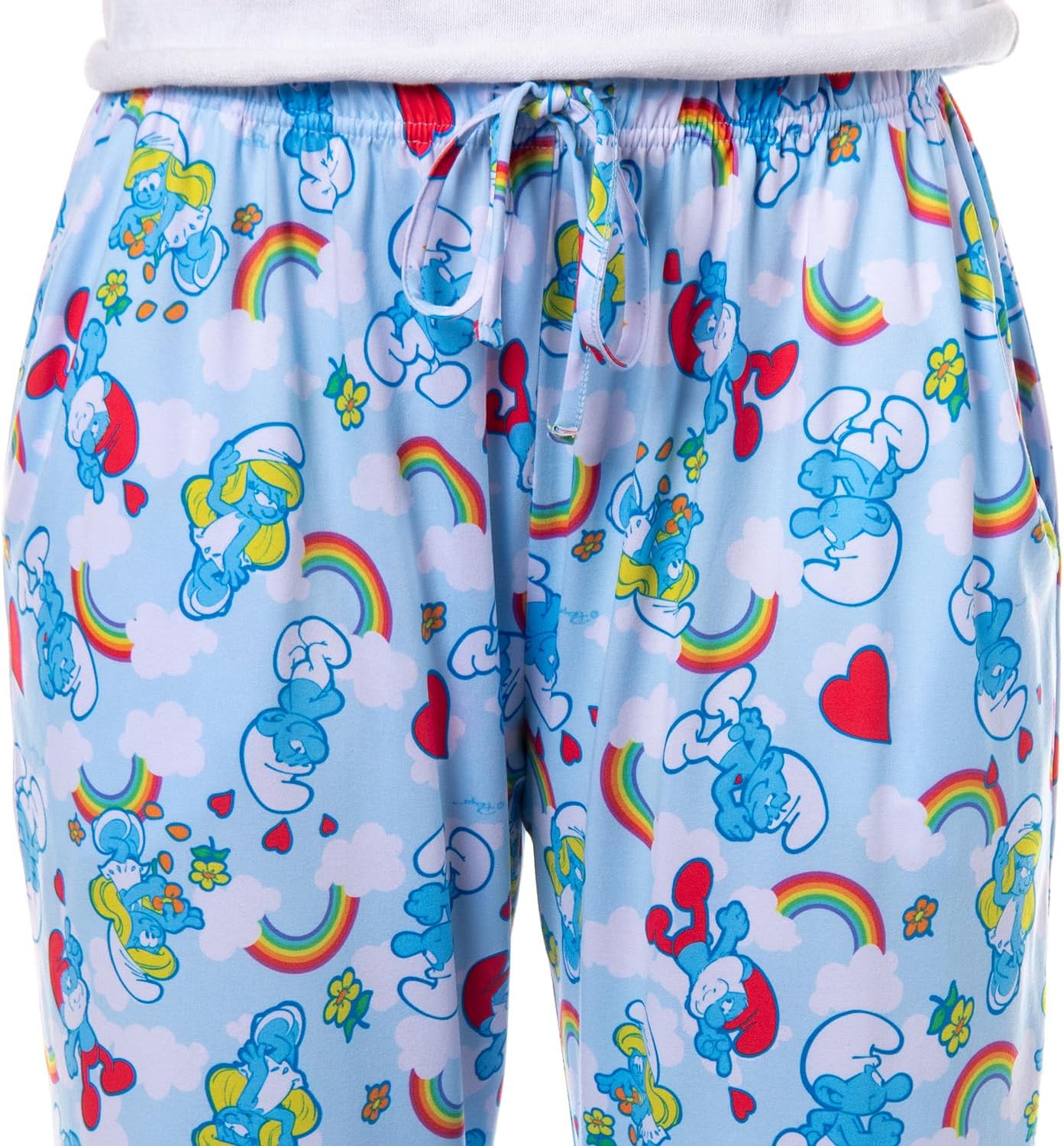 INTIMO The Smurfs Womens Pjs Papa Smurf Smurfette Rainbow Cloud Pajama Pants - Image 3