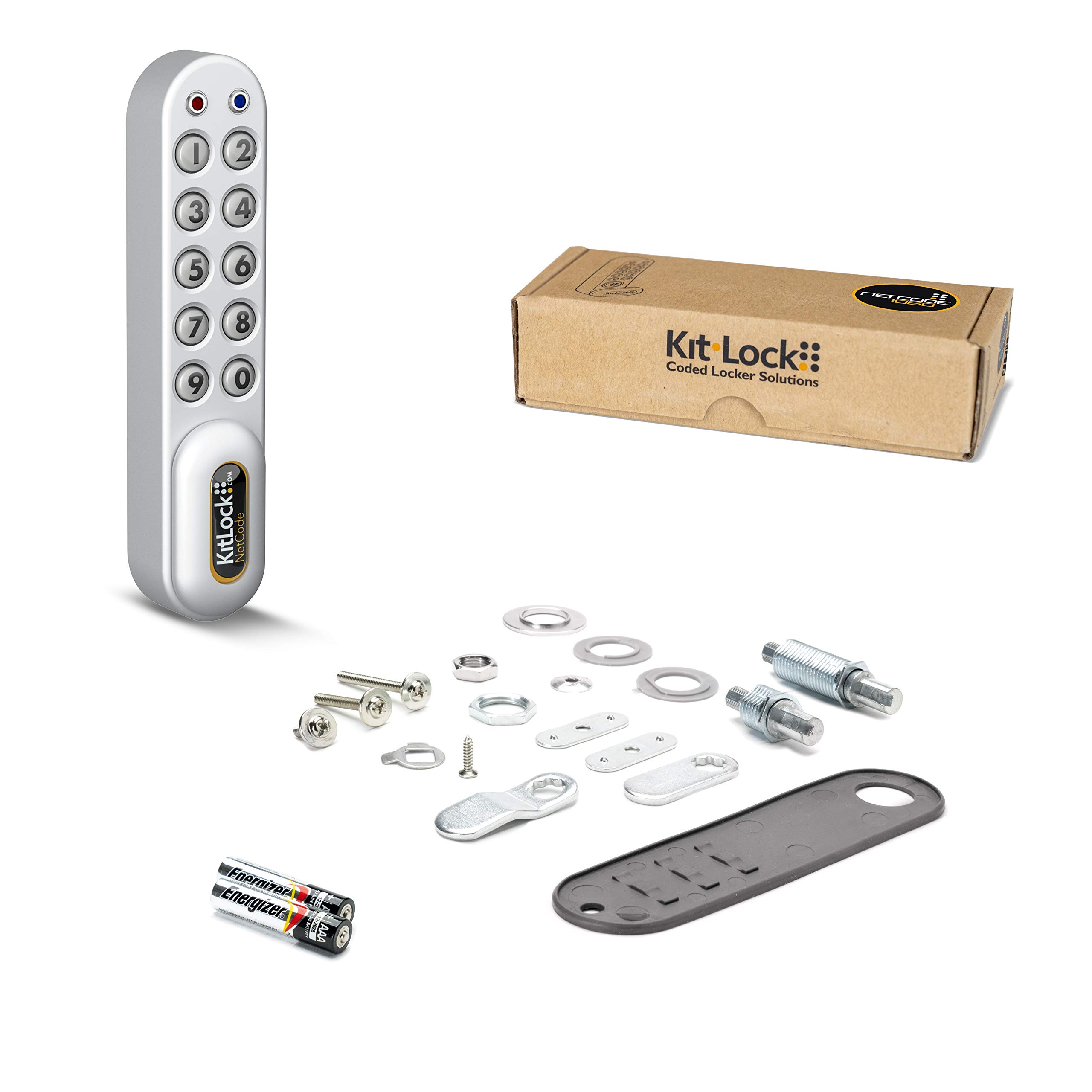 KitLock Elektronikschloss KL1060 NetCode | zeitlich beschränkbare Codes | für Schließfächer und Möbel | silber