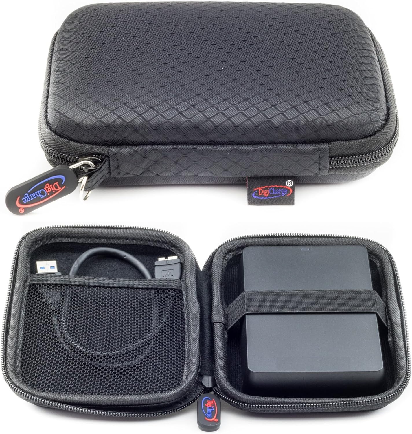 Digicharge® Étui rigide pour disque dur externe portable – Convient pour WD Canvio Seagate Hitachi Maxtor Inateck Bipra Maxone Sonnics Sabrent Transcend Toshiba Buffalo Samsung