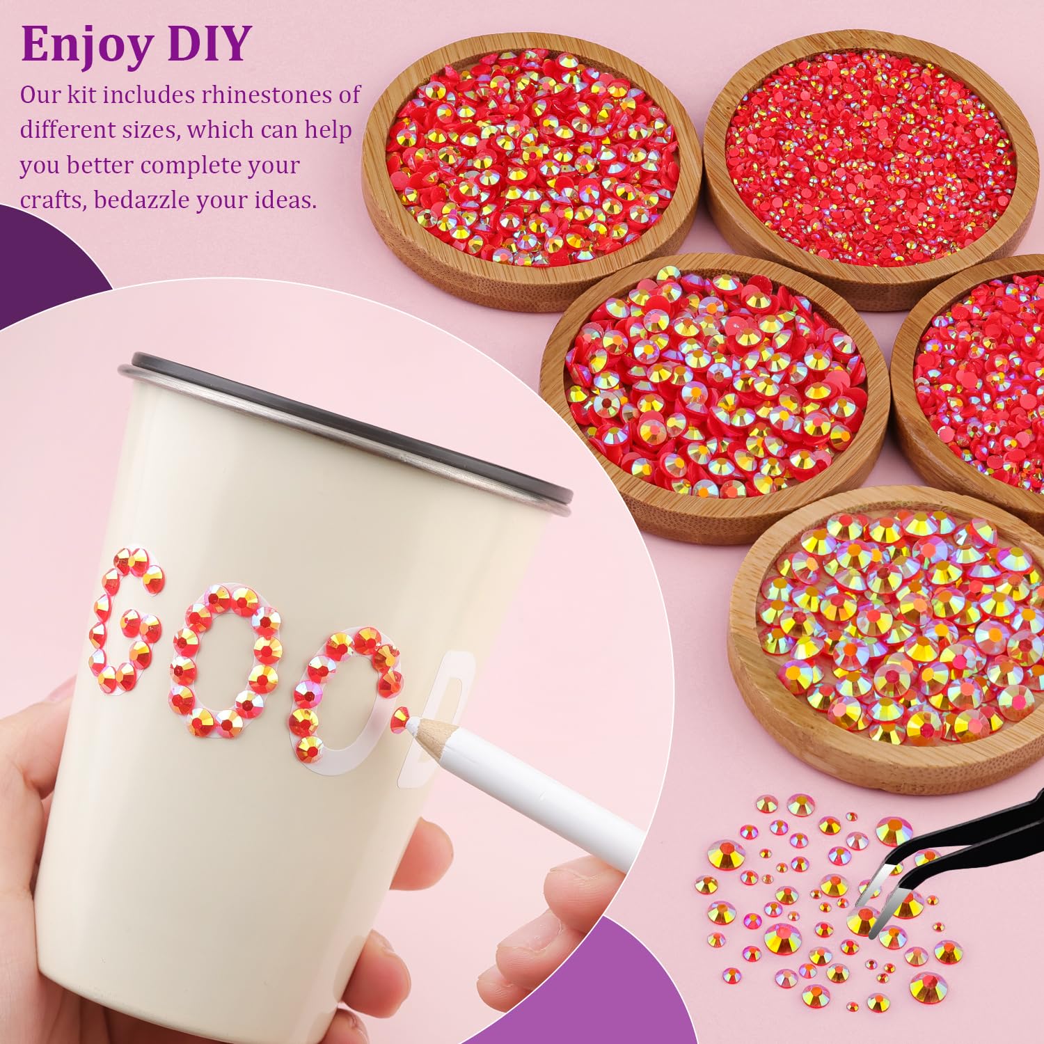32000Pcs Resin Rhinestones for Bedazzling, Silver Clear Flatback Gems for Diamond Art, Crystal Bedazzler Kit with 3Pcs 10ml B7000 Jewelry Glue for Nail Art Crafting Clothing Book Makeup: 2 Small Pack + Glue Red AB