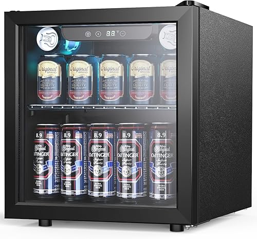 Joy Pebble Refrigerador de bebidas de 1.3 pies cúbicos, mini refrigerador para 12 botellas de 48 latas para cerveza, refrescos, vinos, puerta