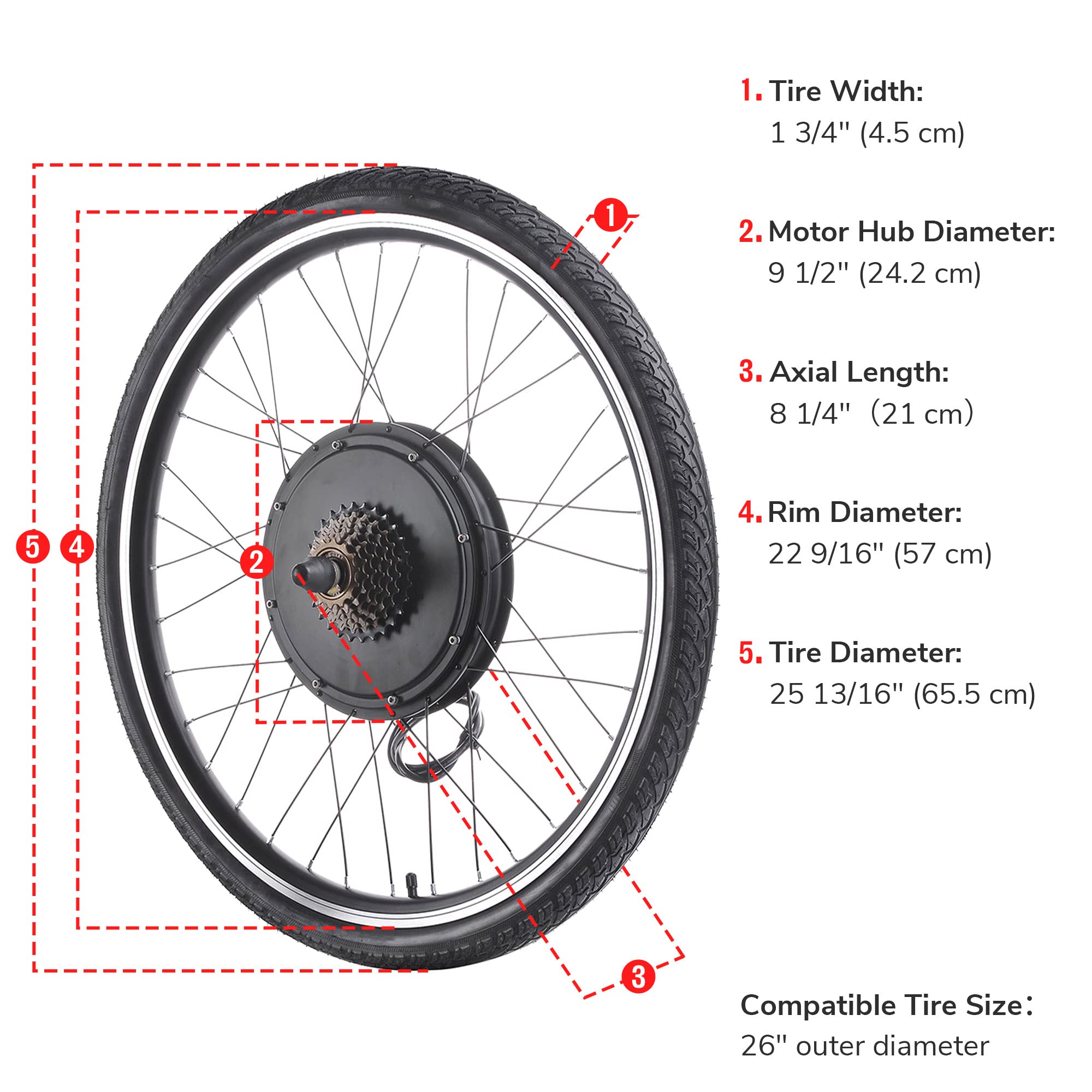 AW Electric Bike Conversion Kit 48V 1000W 26" Front/Rear Wheel Powerful Motor E-Bike Conversion Kit Dual Mode Controller Twist Throttle/Thumb Throttle Ebike Wheel Kit