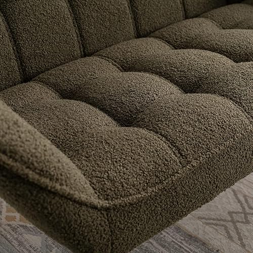 Miniatura 6 de Sofá biplaza pequeño de 48 pulgadas para espacios pequeños, sofá biplaza tapizado y esponjoso, mini sofá moderno de mediados de siglo con