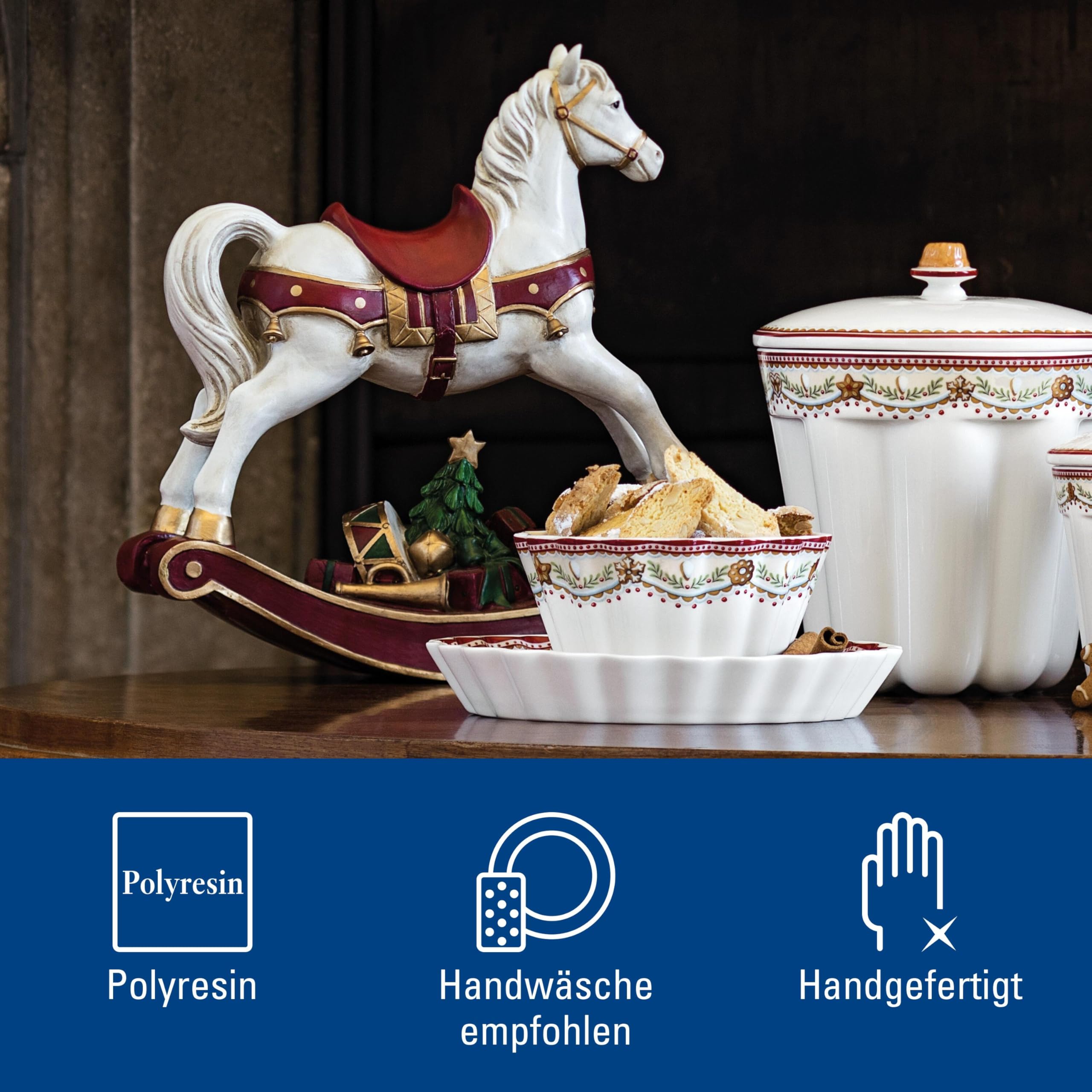 Villeroy & Boch - Winter Collage Schaukelpferd XL Rot, Weihnachtsfigur, Winterdeko, Weihnachtsdeko, Dekoartikel, Deko Weihnachten, Weihnachten Dekoration, Xmas, Kunststoff, Polyresin